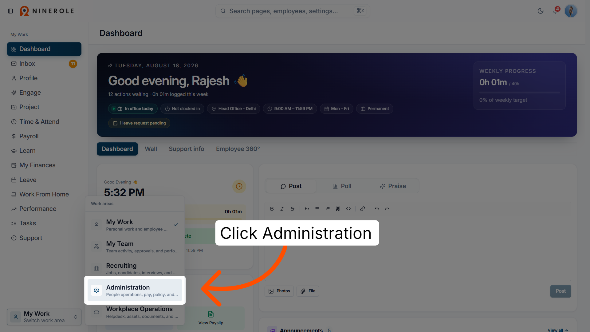Open Administration Section