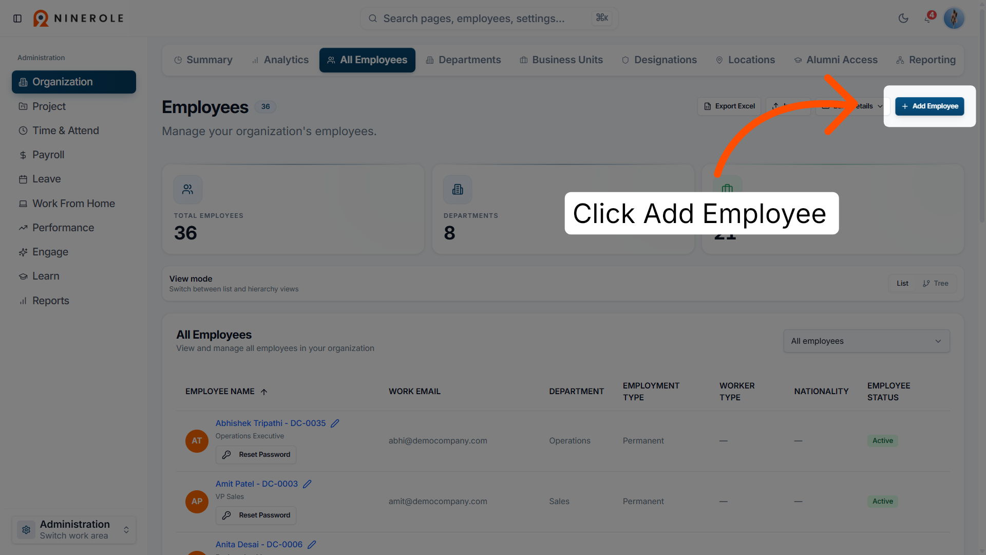 Initiate Adding Employee