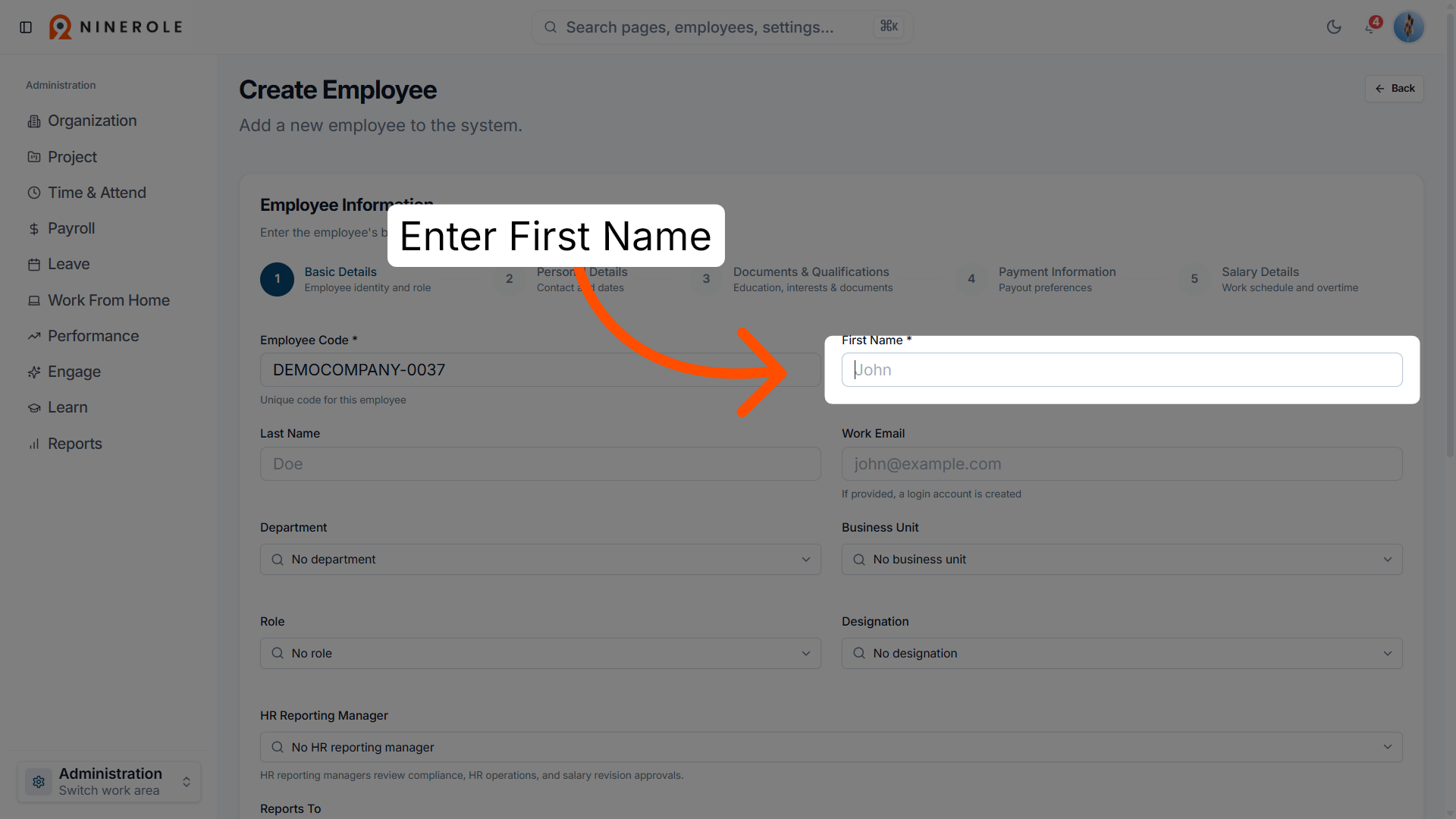 Select First Name Field