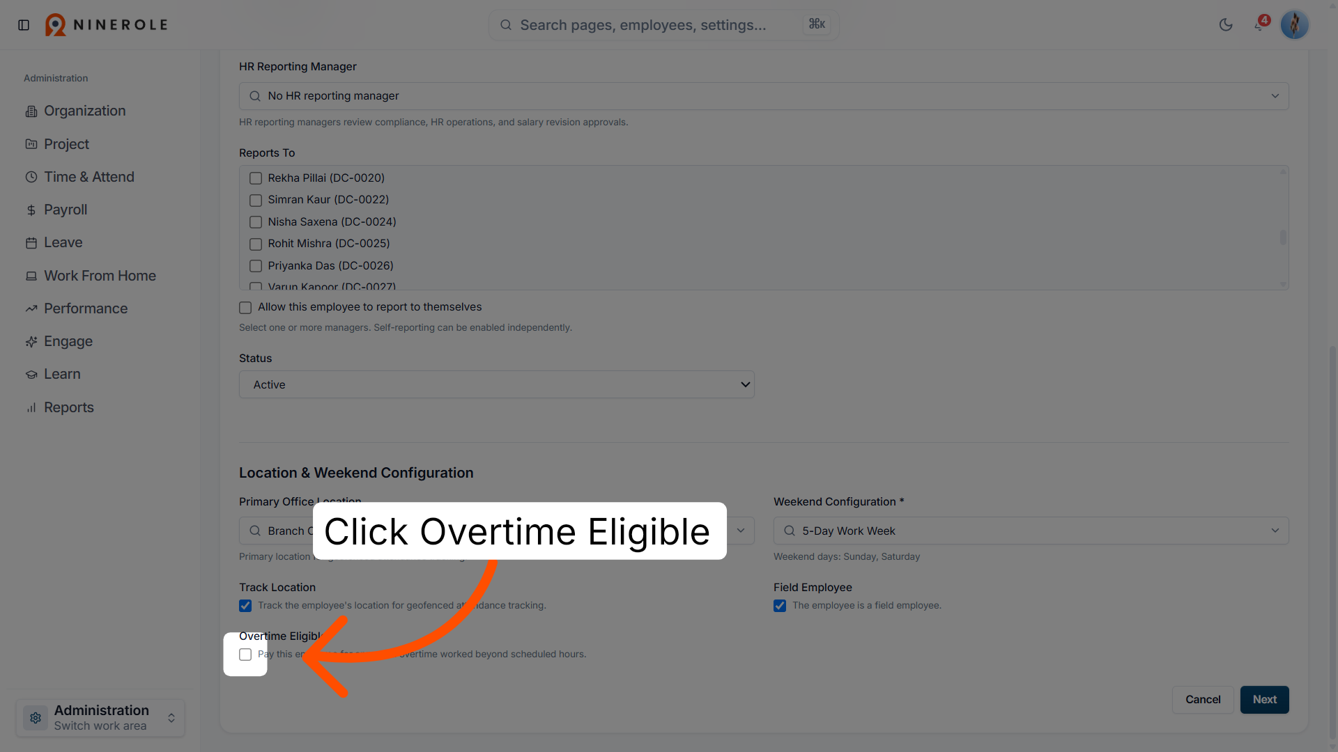 Open Overtime Eligibility Field