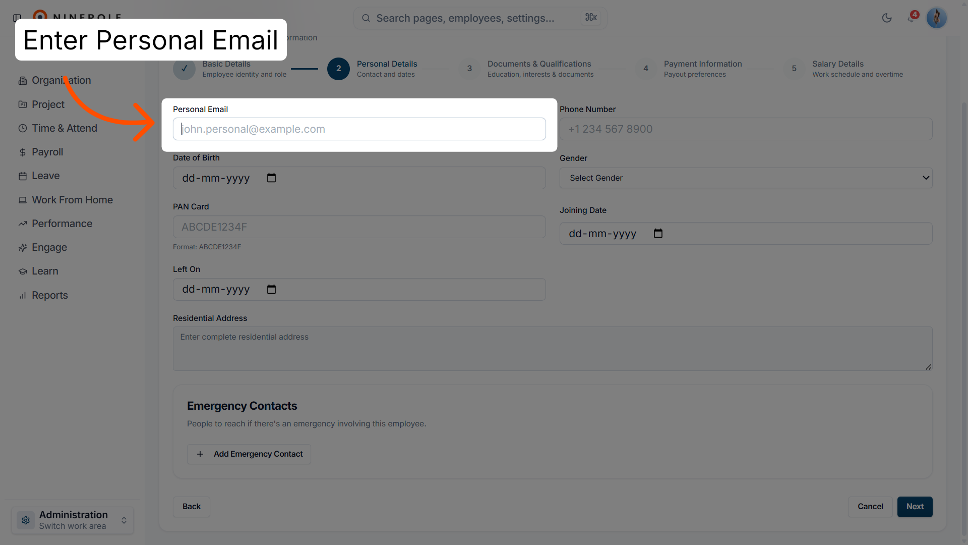 Select Personal Email Field