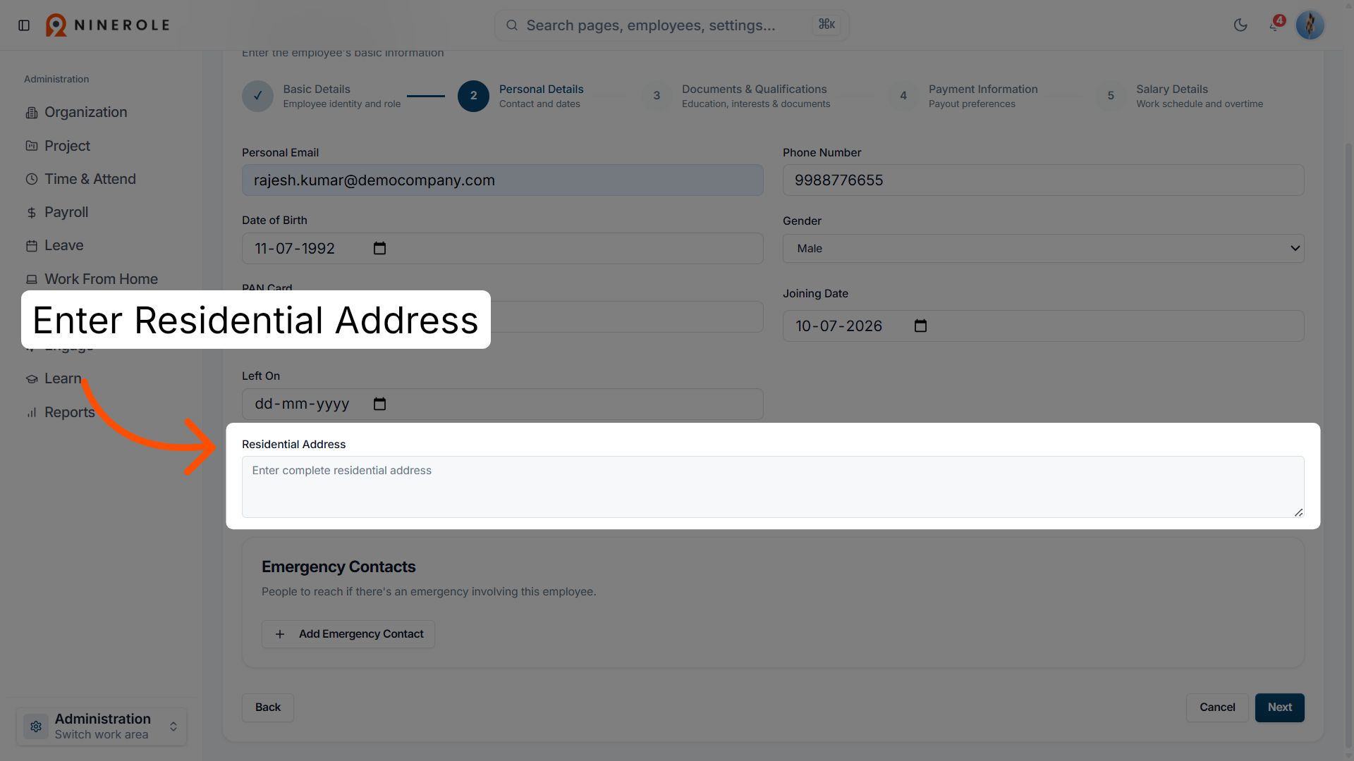 Open Residential Address Field