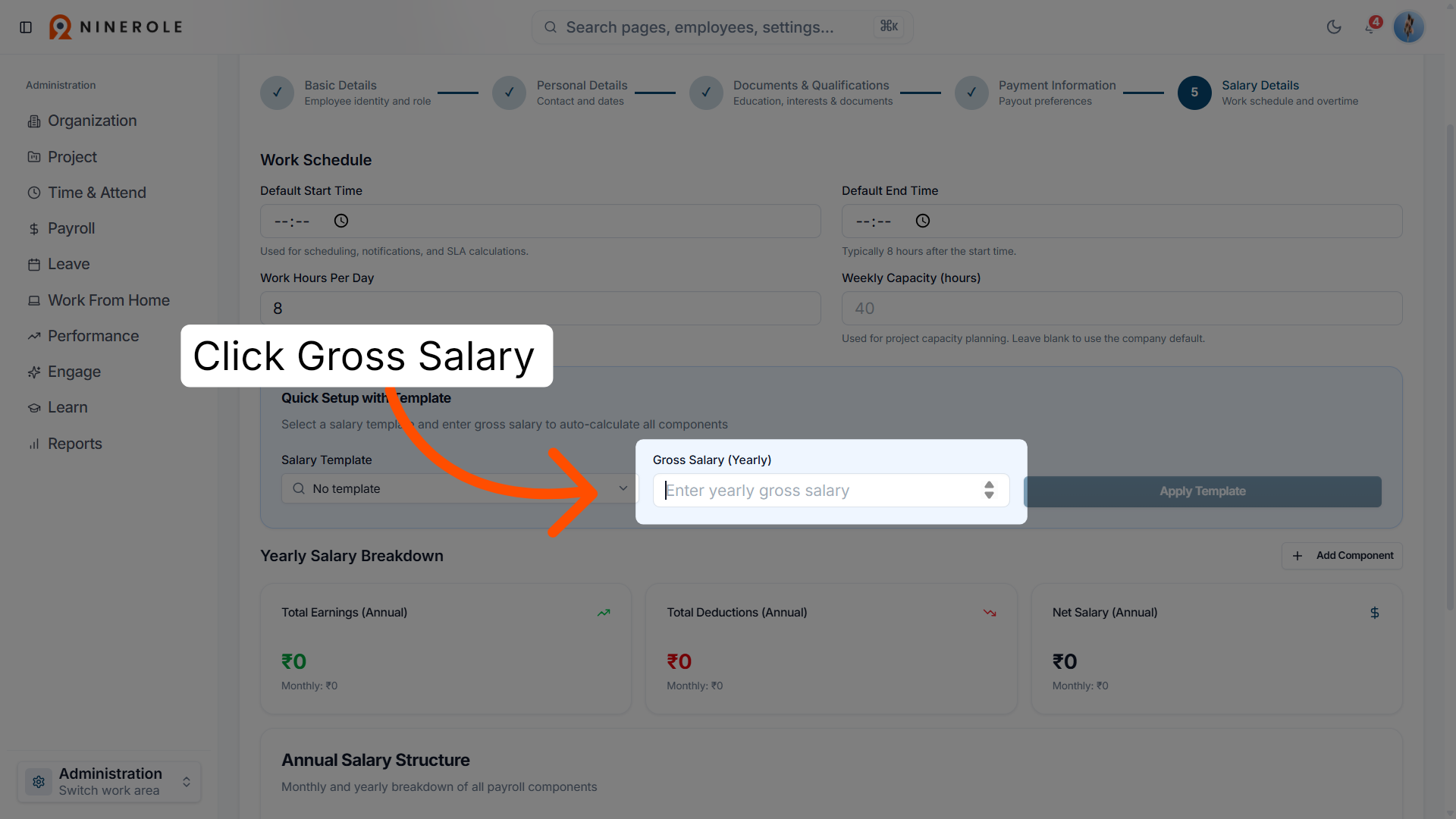 Select Gross Salary Field