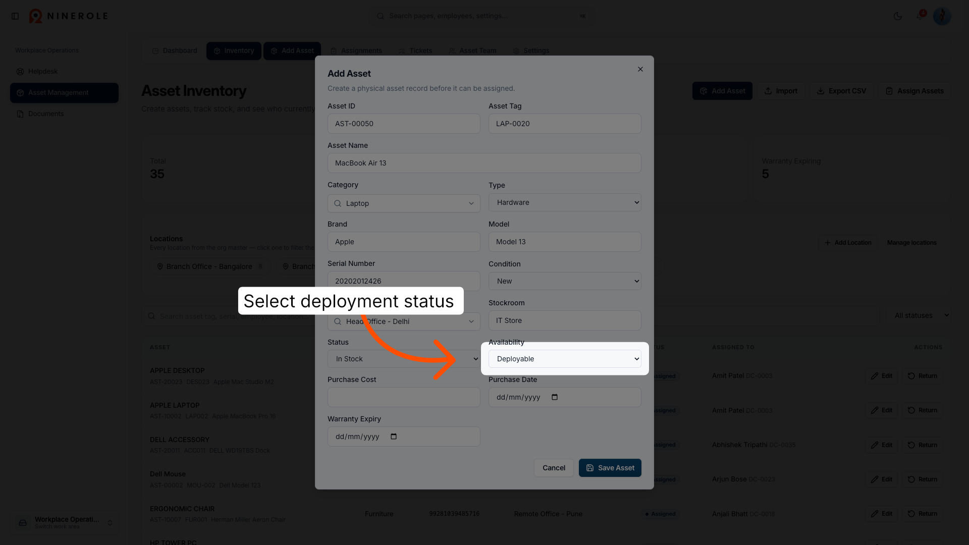 Select Deployment Status