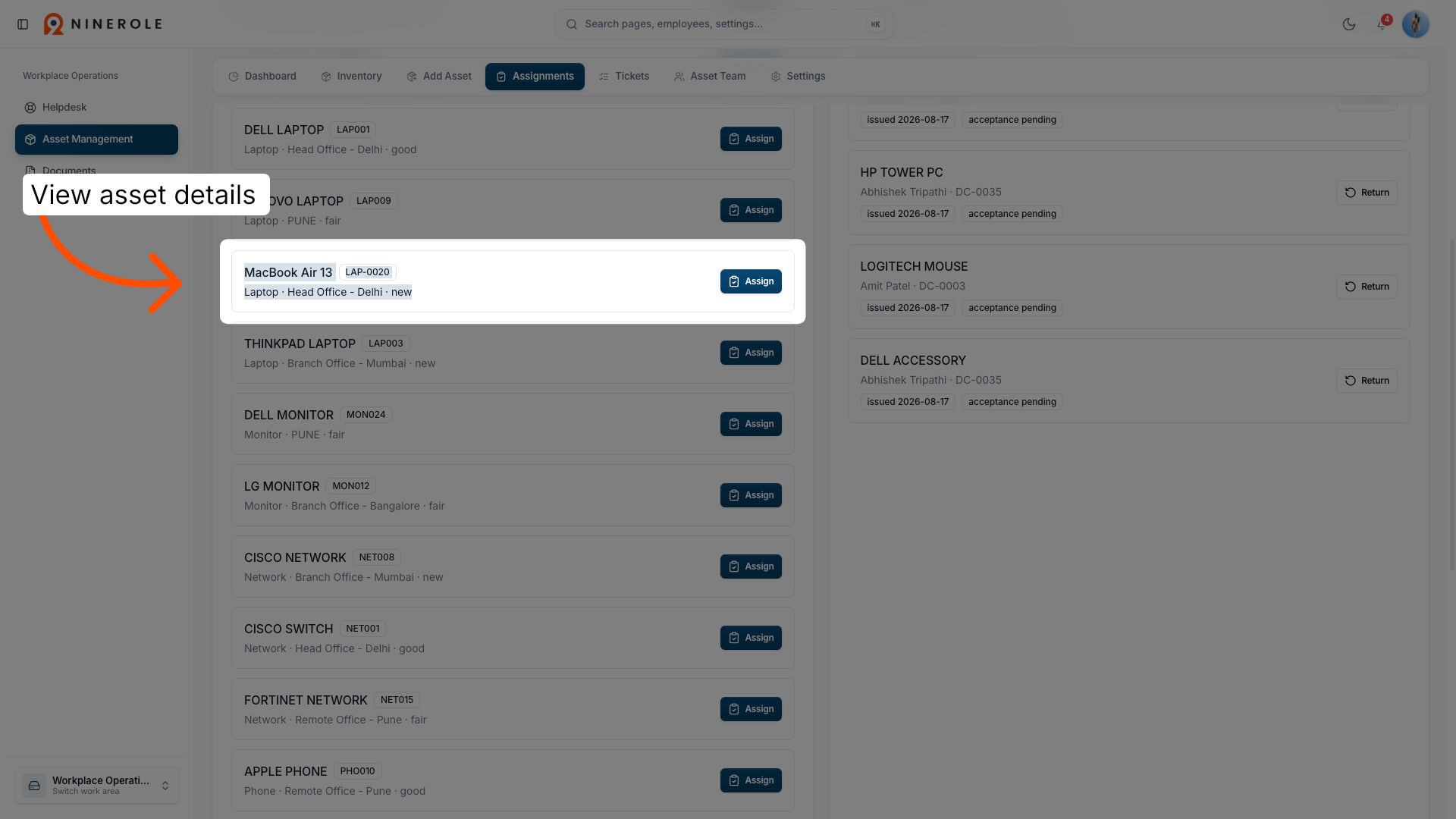 View Asset Details