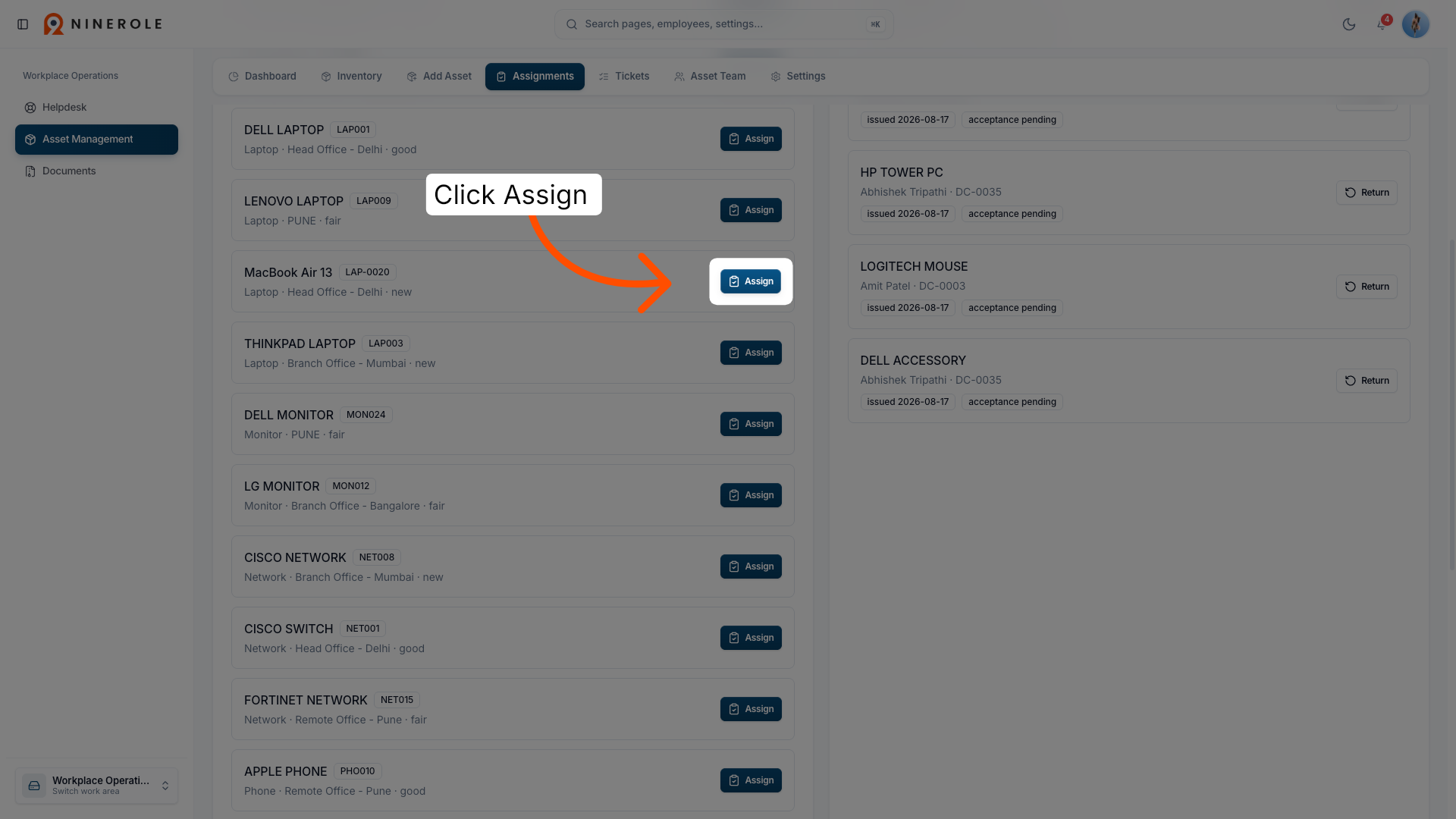 Click Assign Button