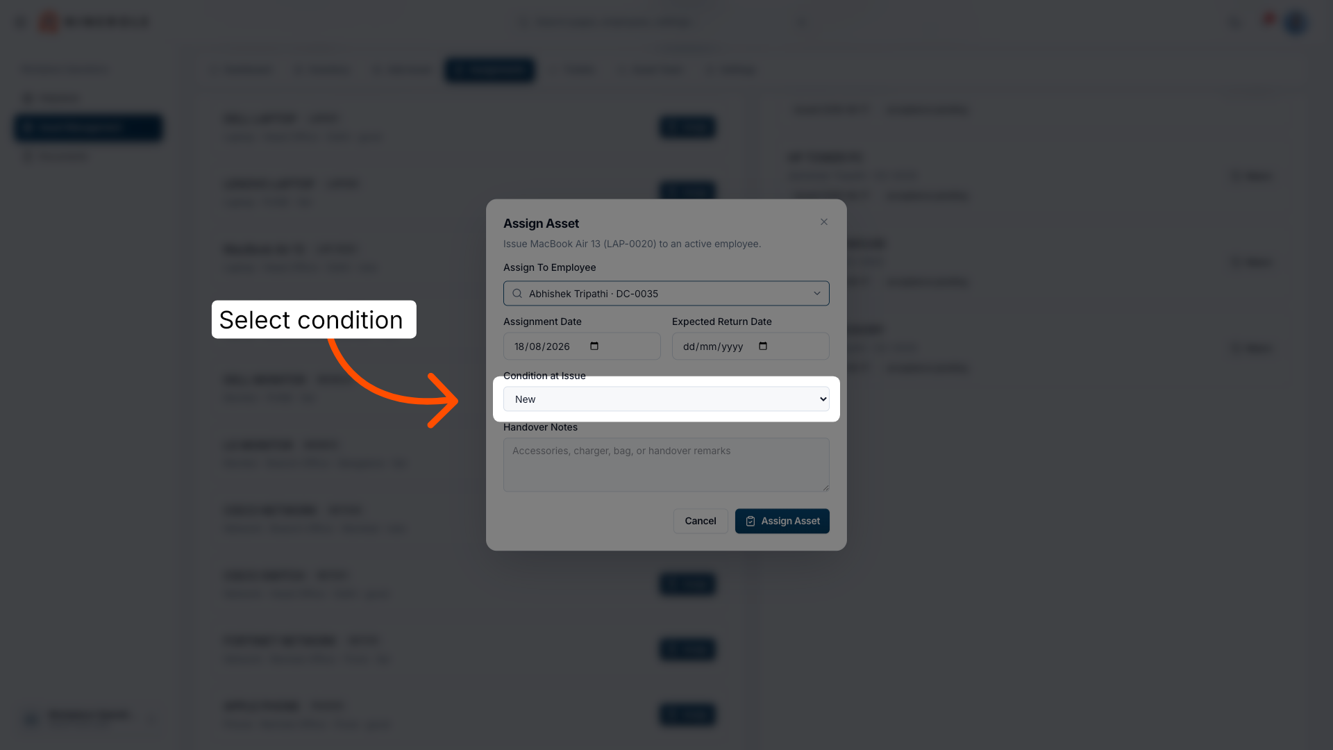 Select Asset Condition