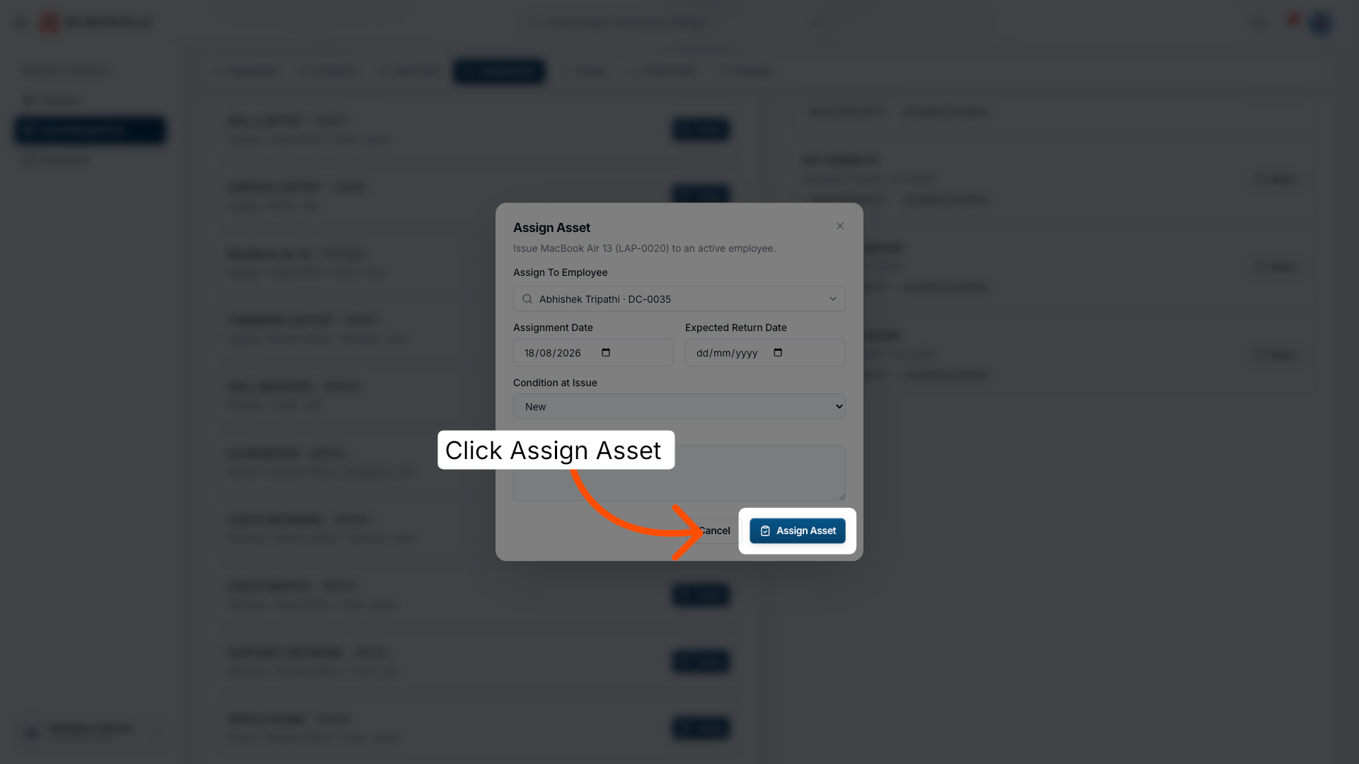 Confirm Asset Assignment