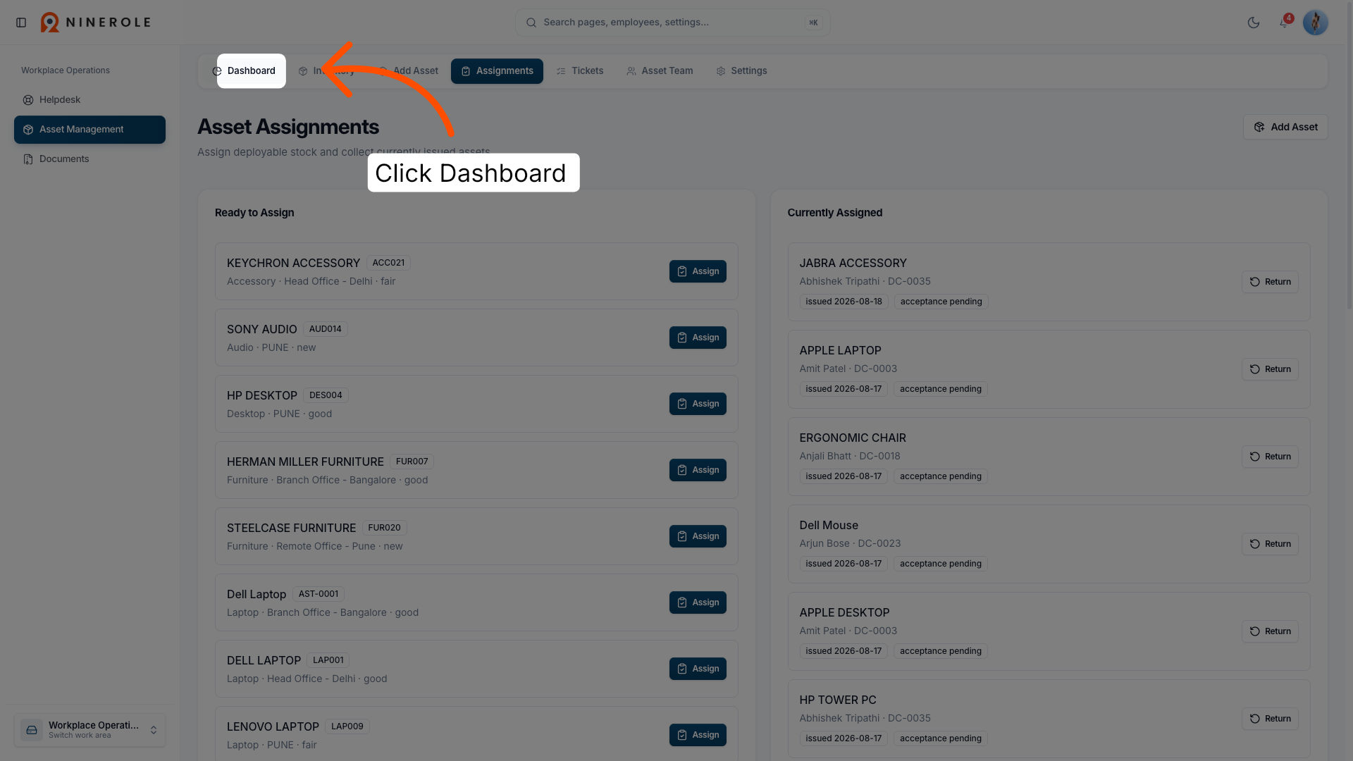 Navigate to Dashboard