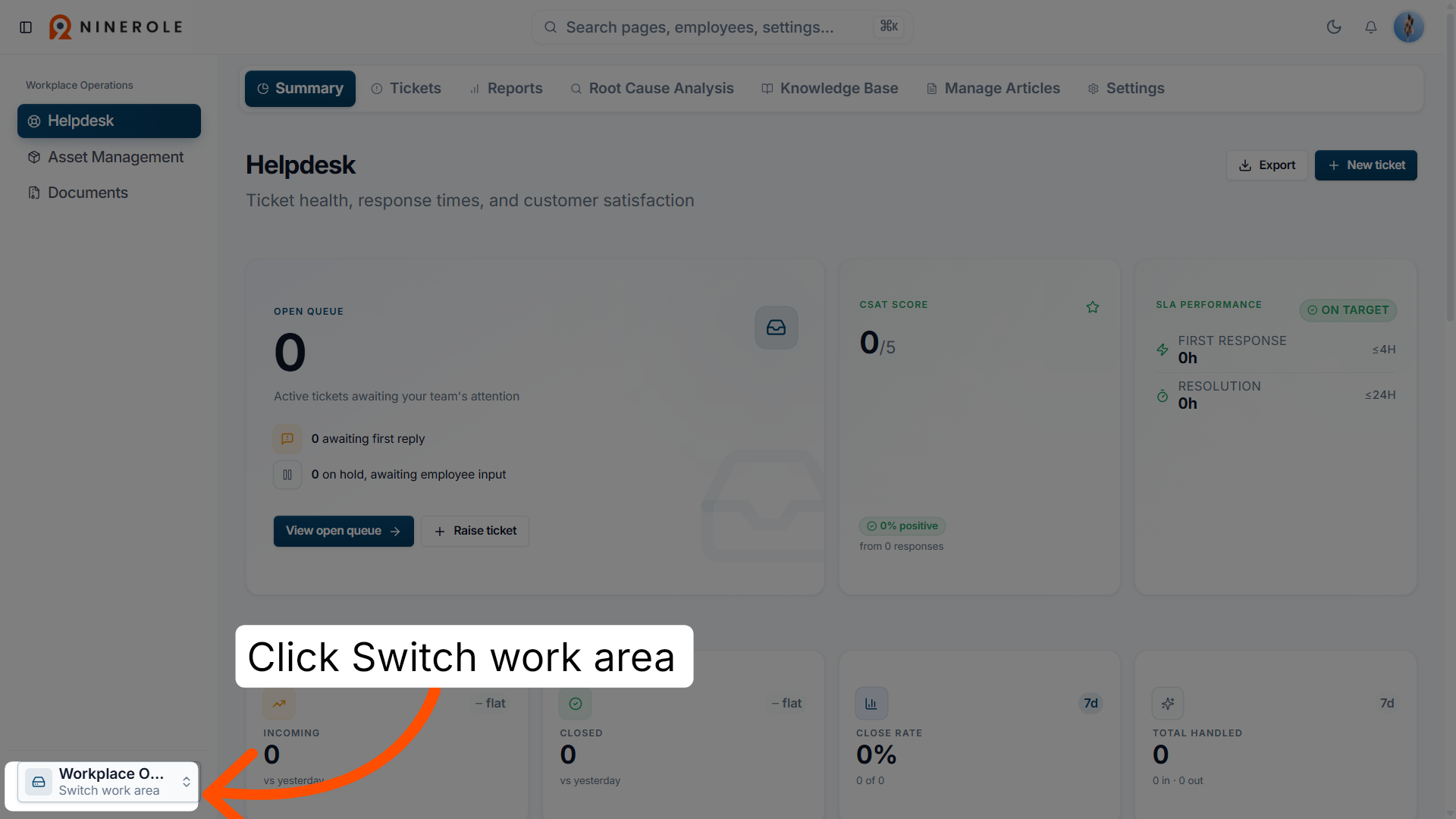 Access Work Area Switcher
