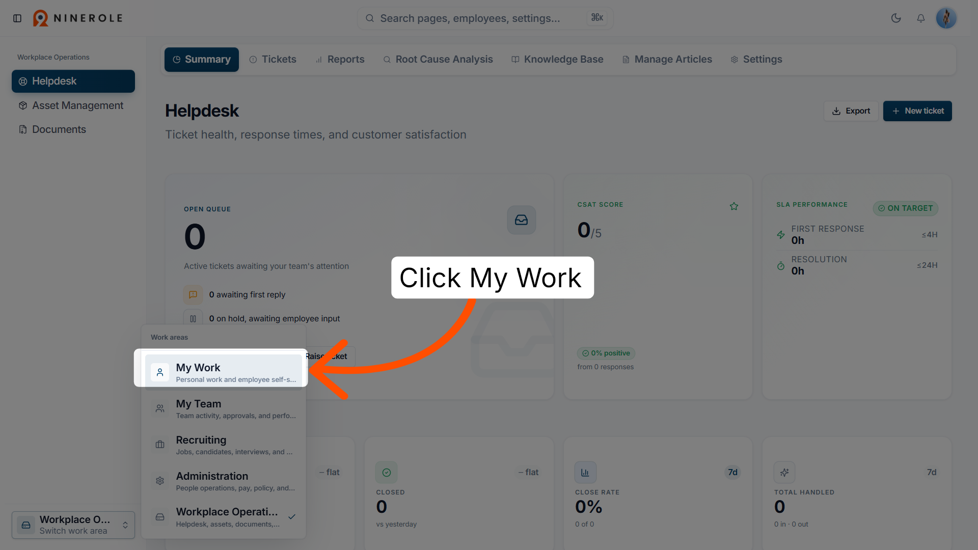 Open My Work Section