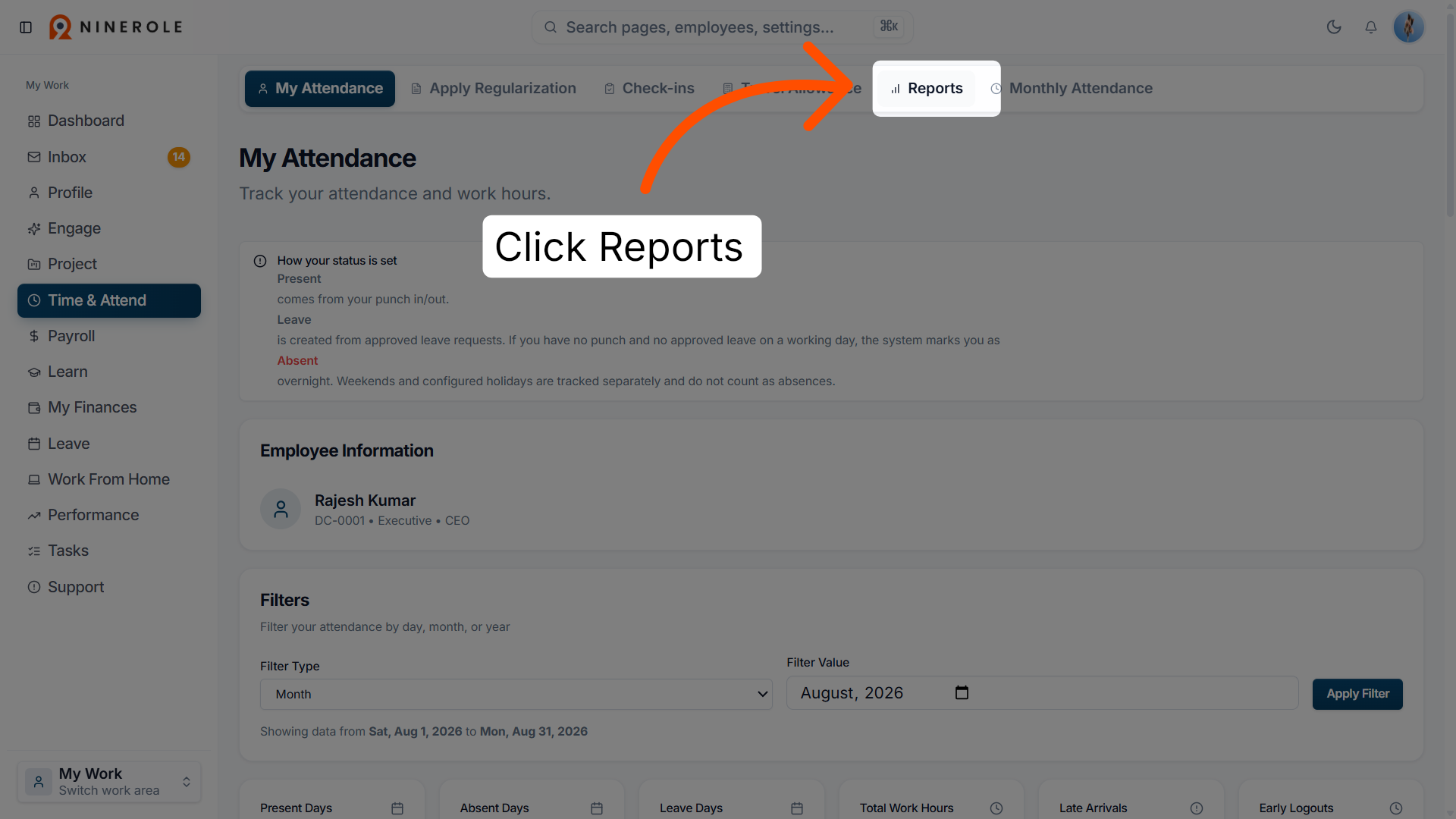Open Reports Section