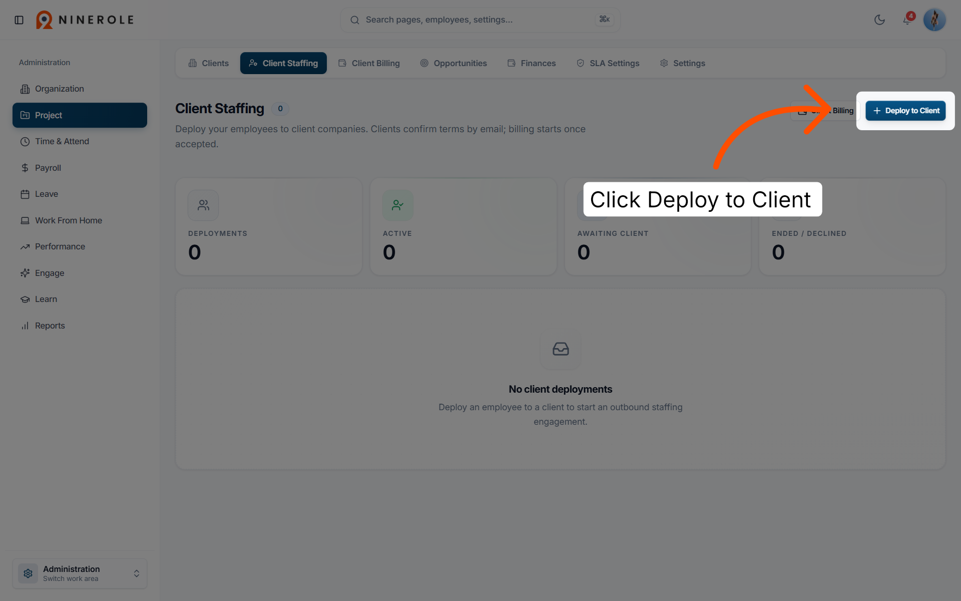 Open Deploy to Client Dialog