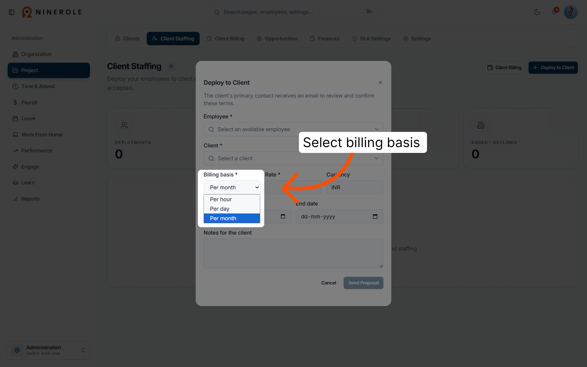 Select Billing Basis