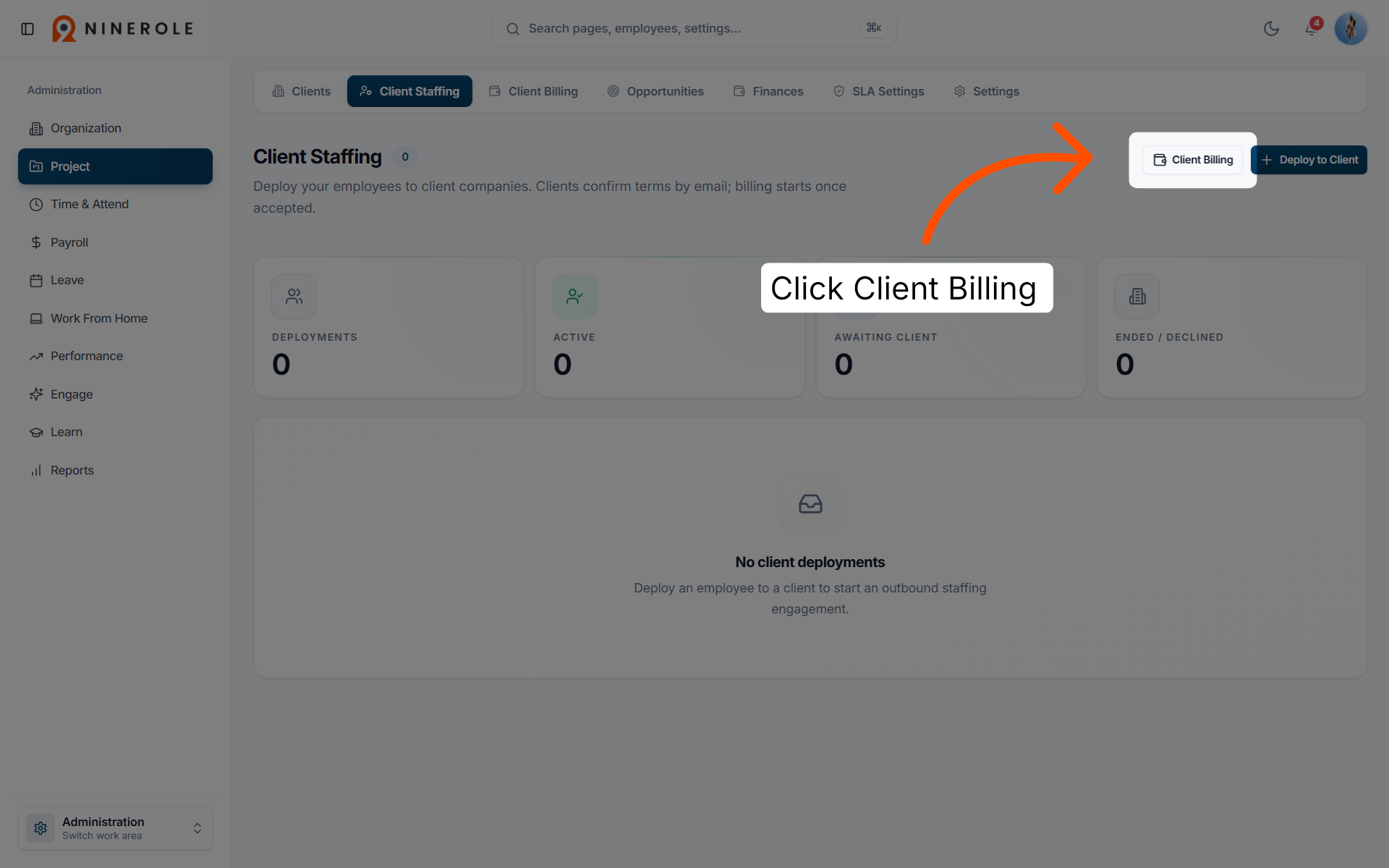 Open Client Billing Settings