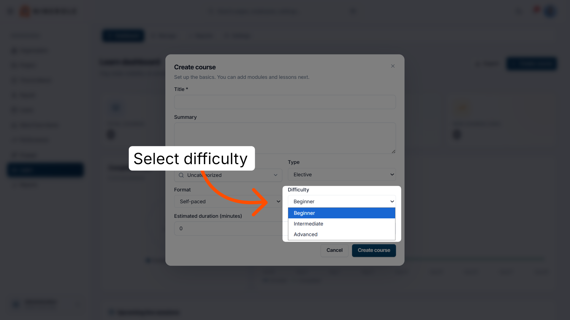 Set Course Difficulty Level