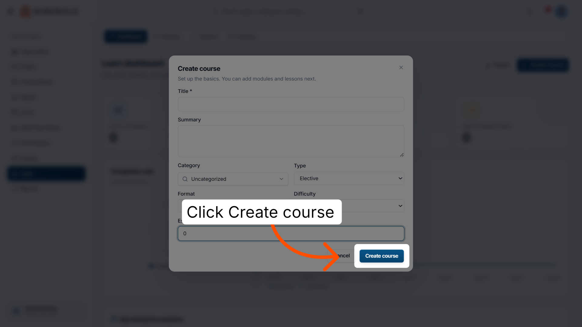 Finalize Course Creation