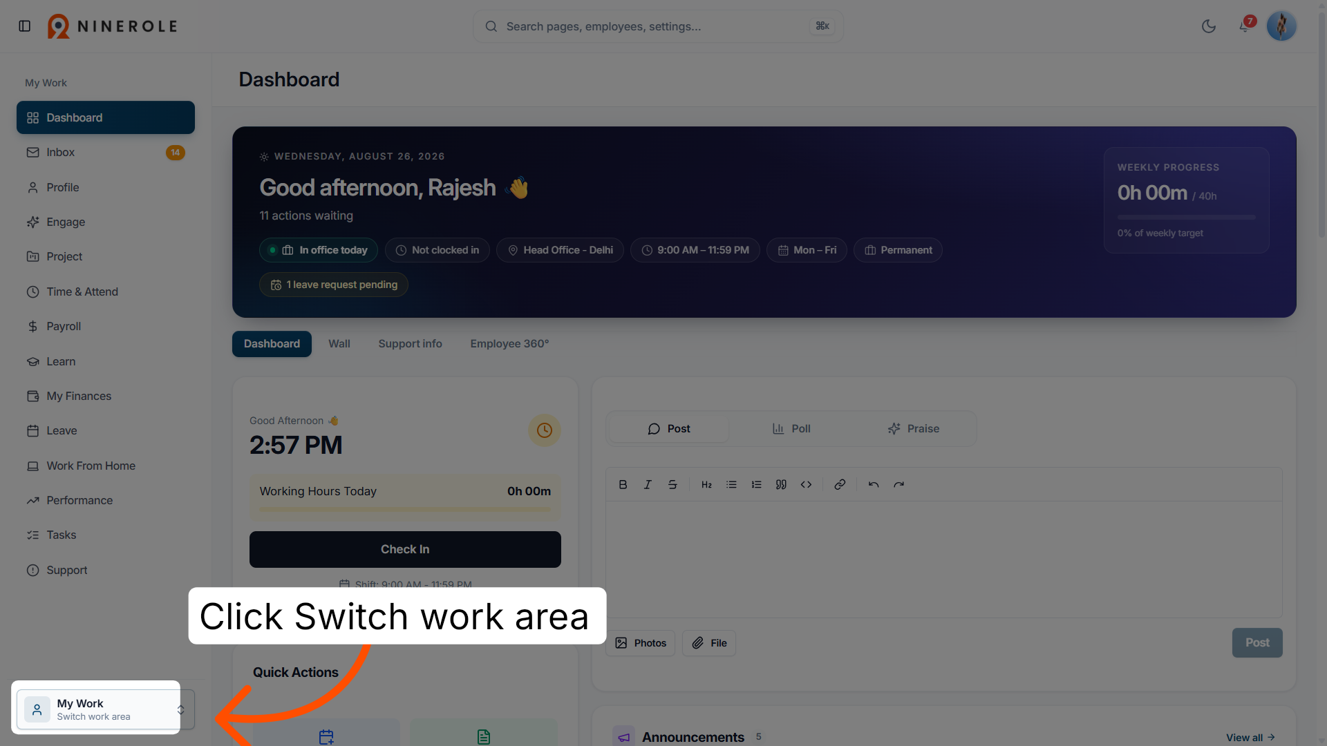 Switch Work Area