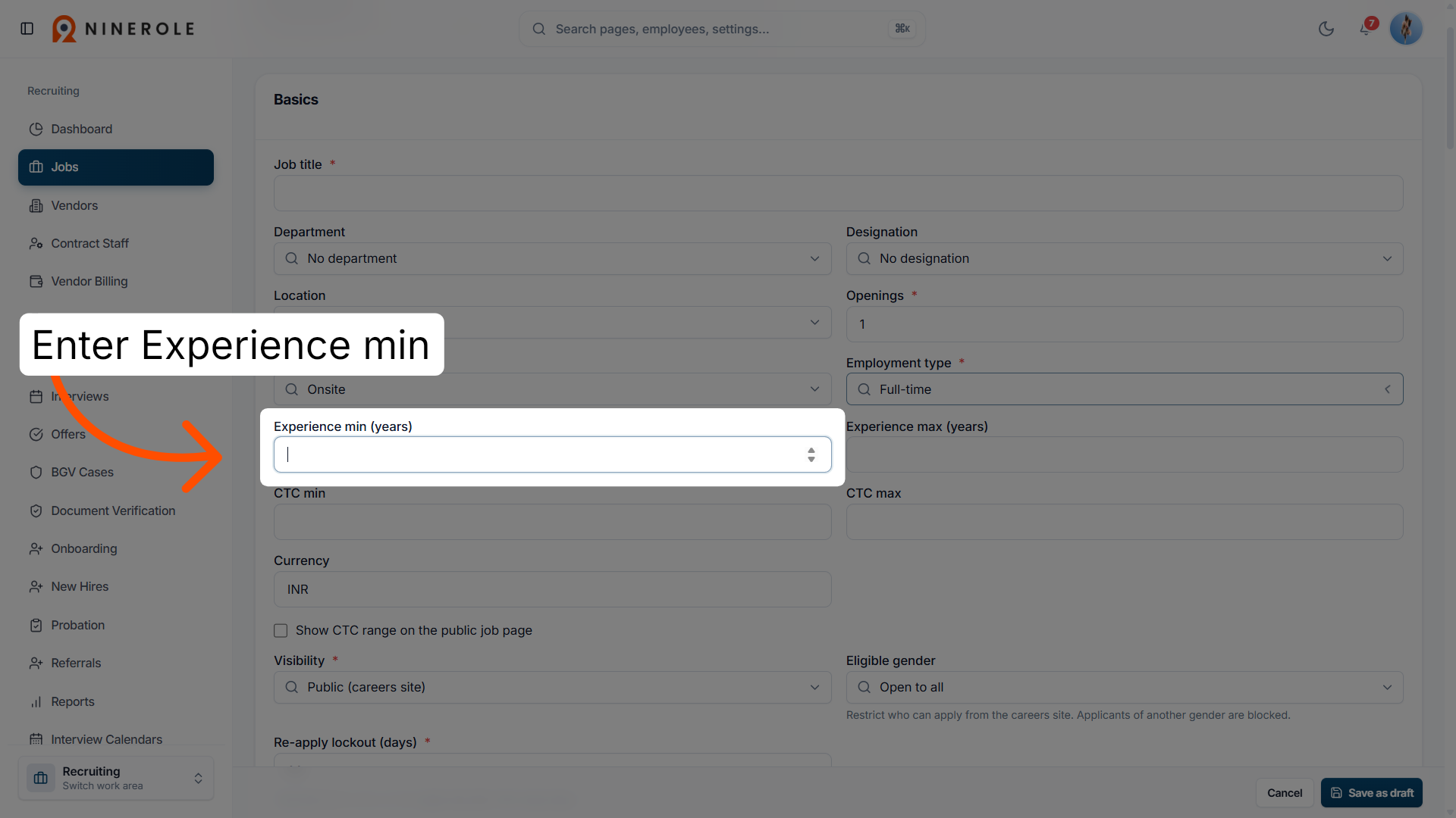Set Minimum Experience