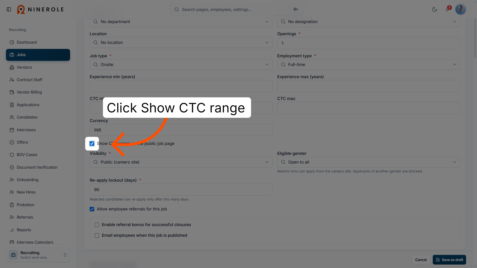 Toggle CTC Range Visibility