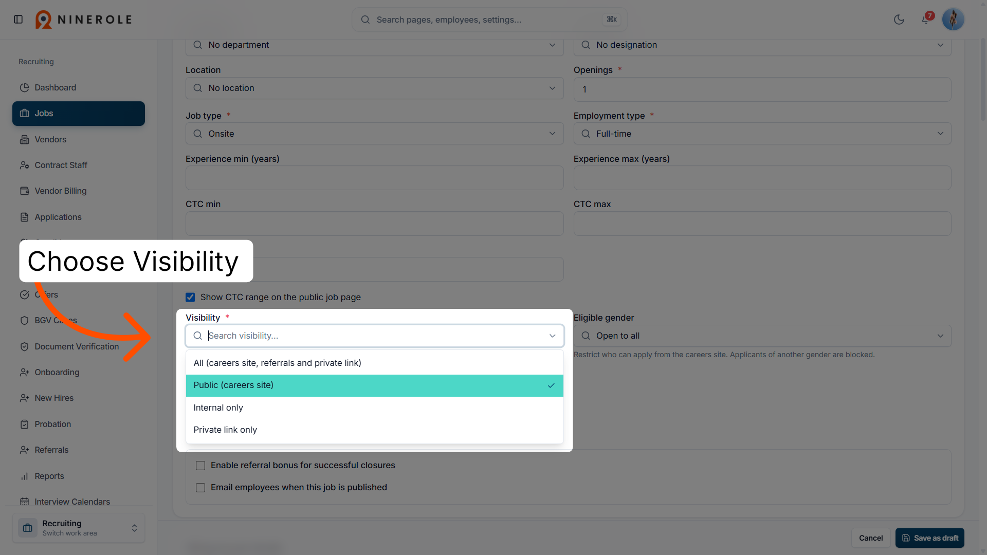 Set Job Visibility