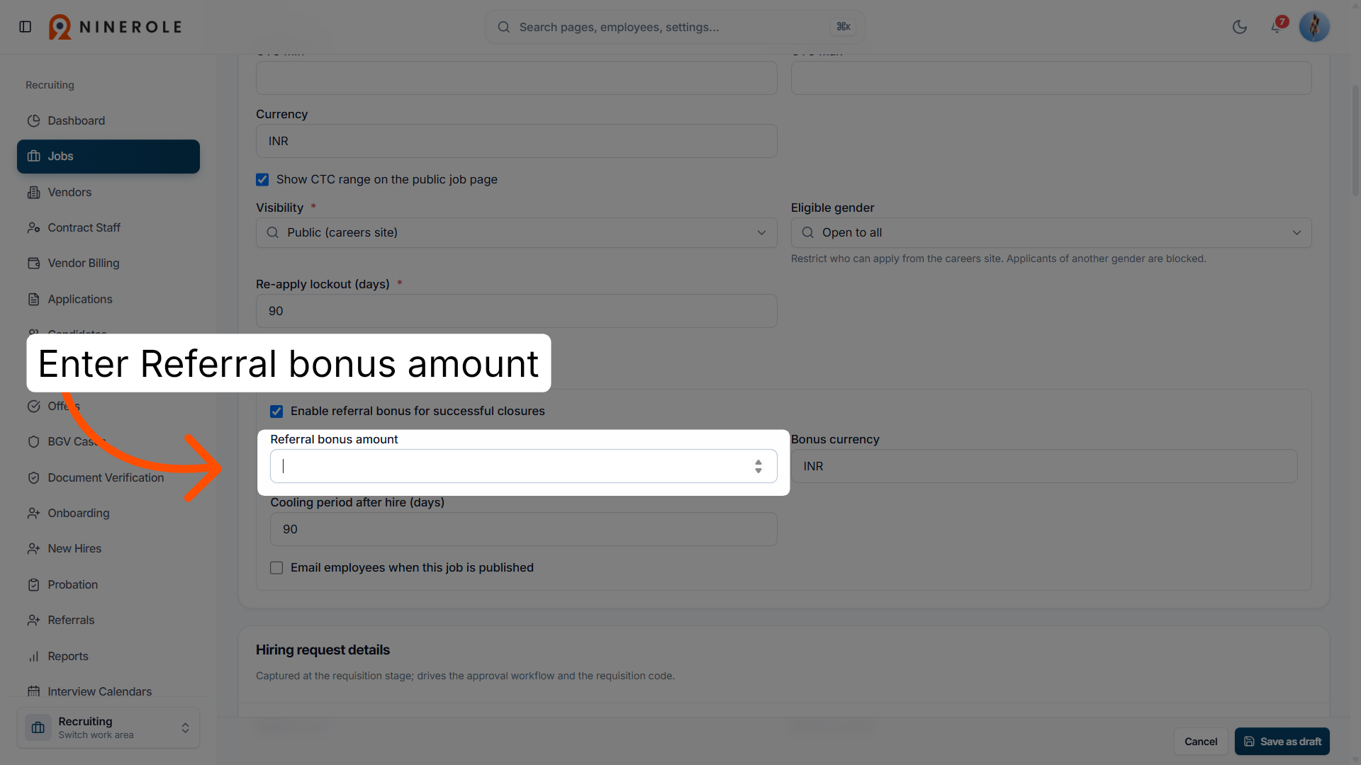 Set Referral Bonus Amount