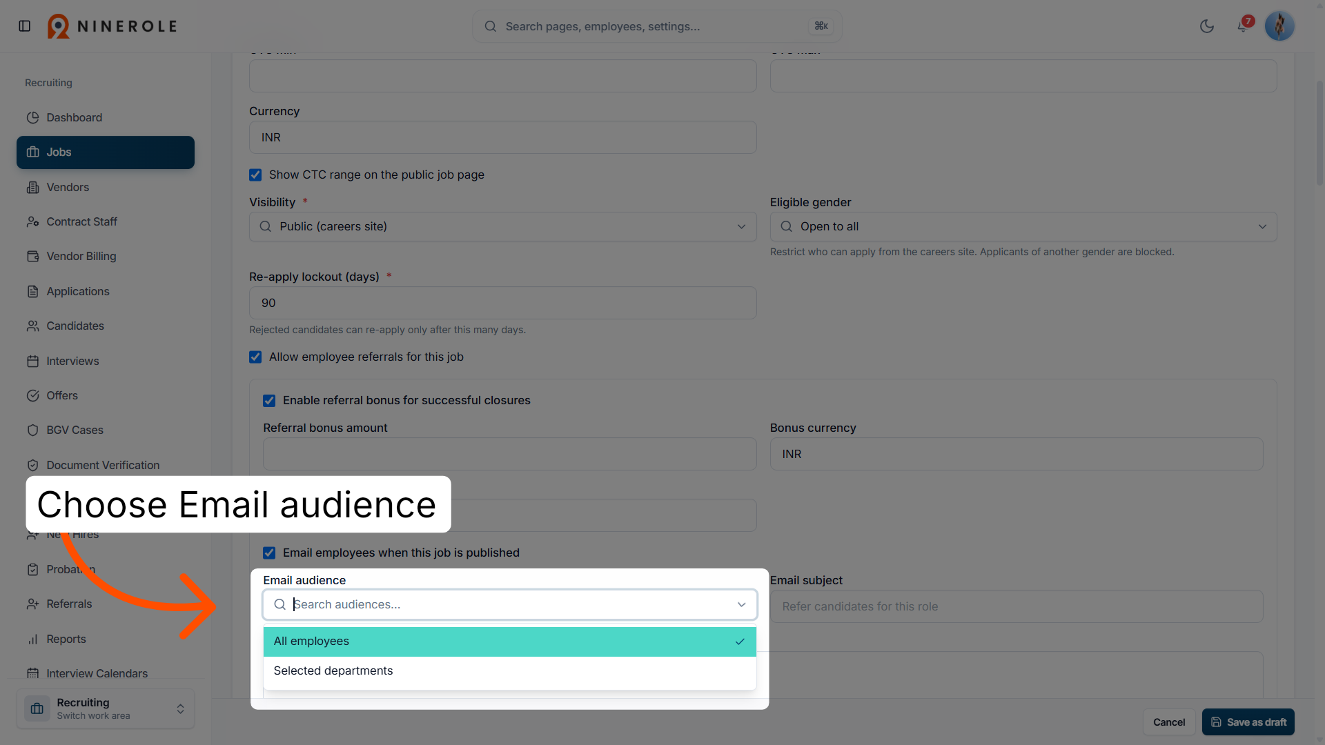 Select Email Audience