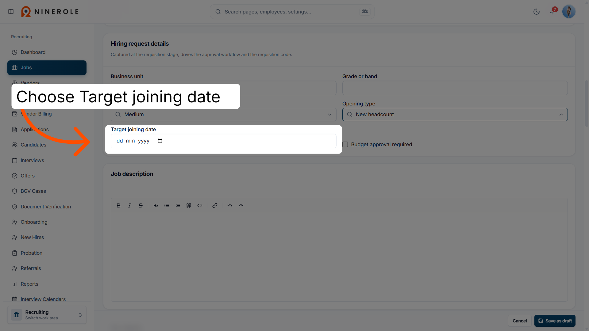 Select Target Joining Date