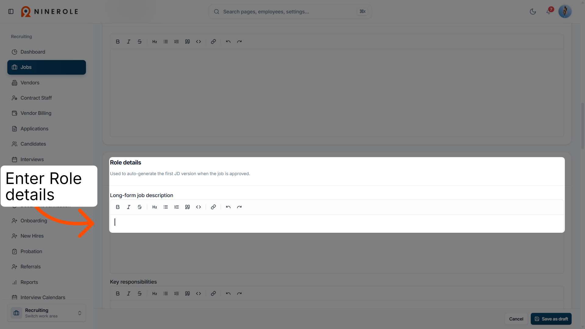 Enter the role details