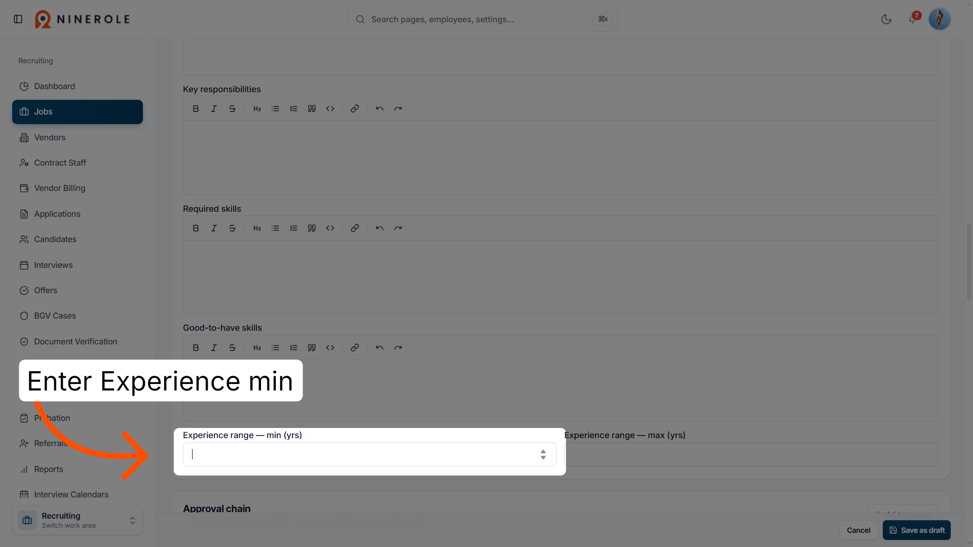 Set Minimum Experience