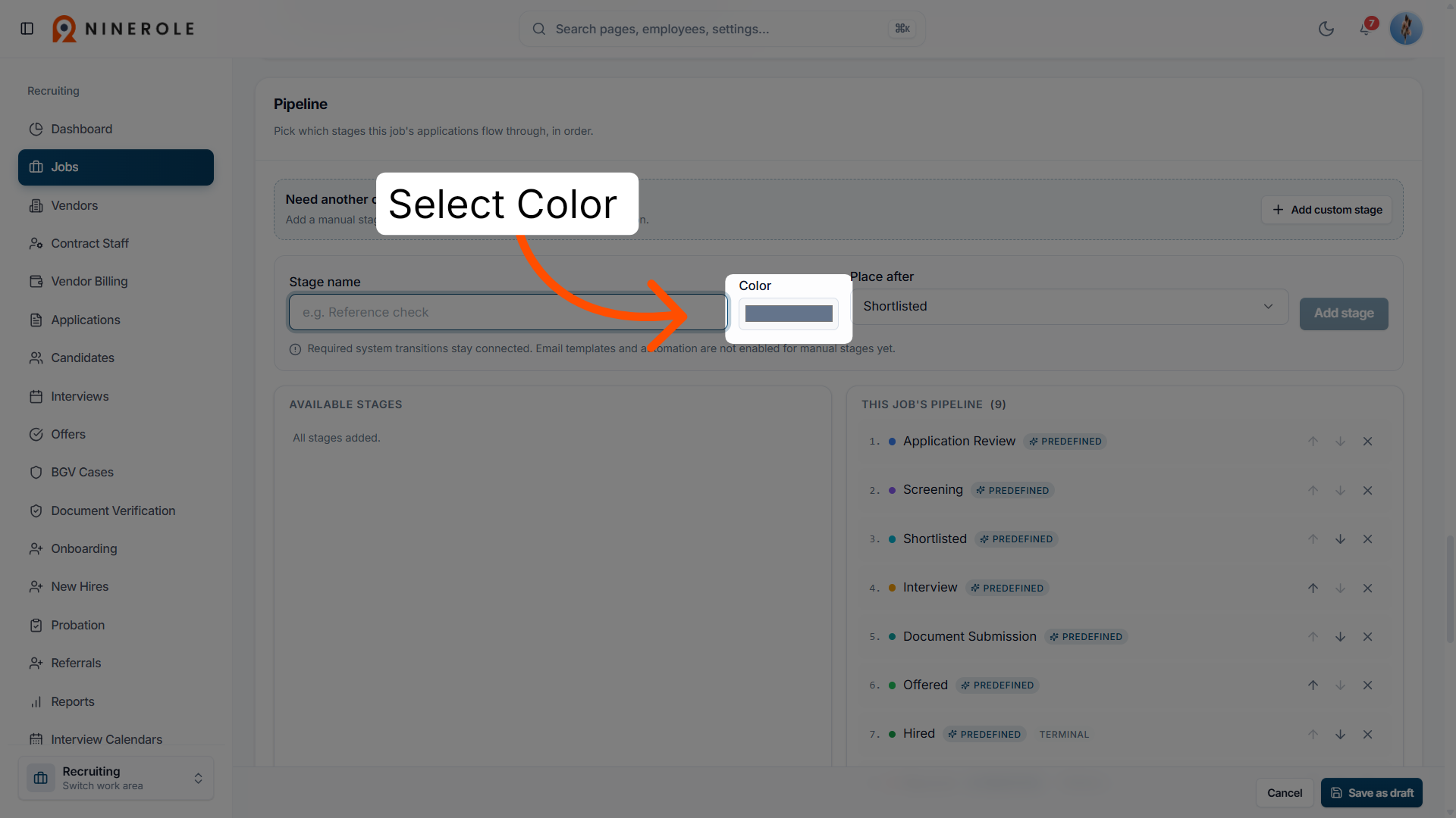 Select Stage Color