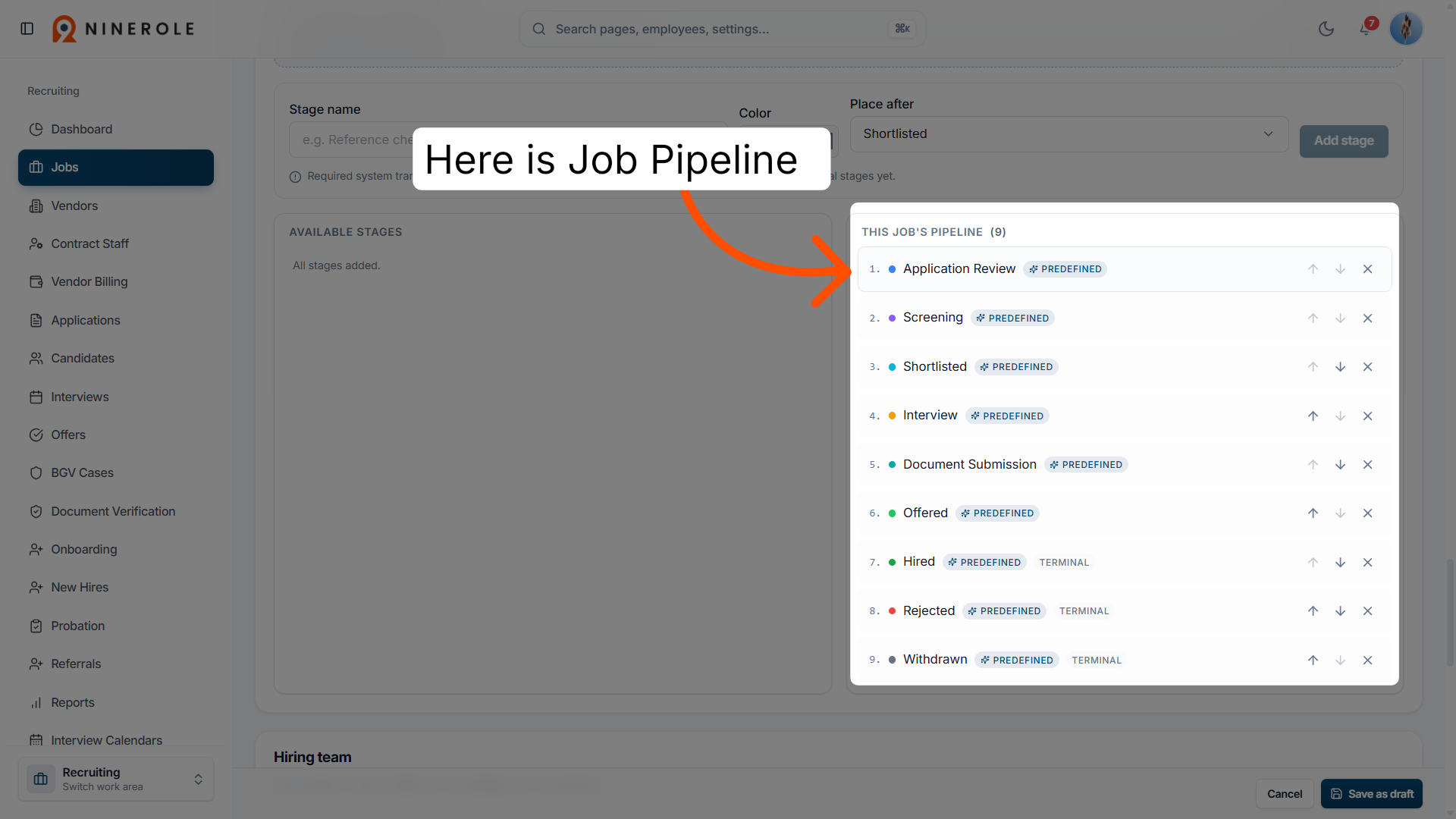 Review the job pipeline
