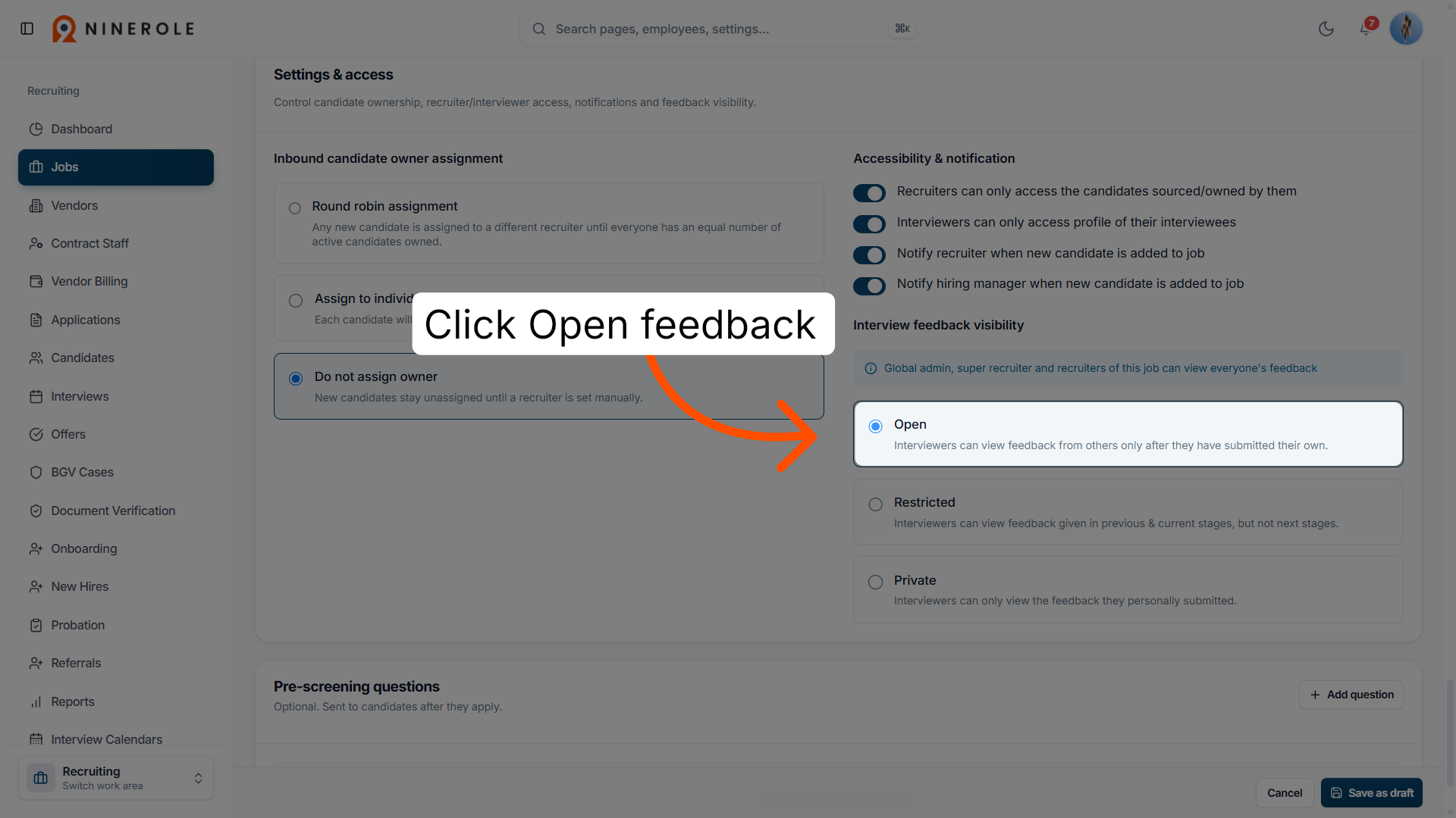 Configure Feedback Visibility