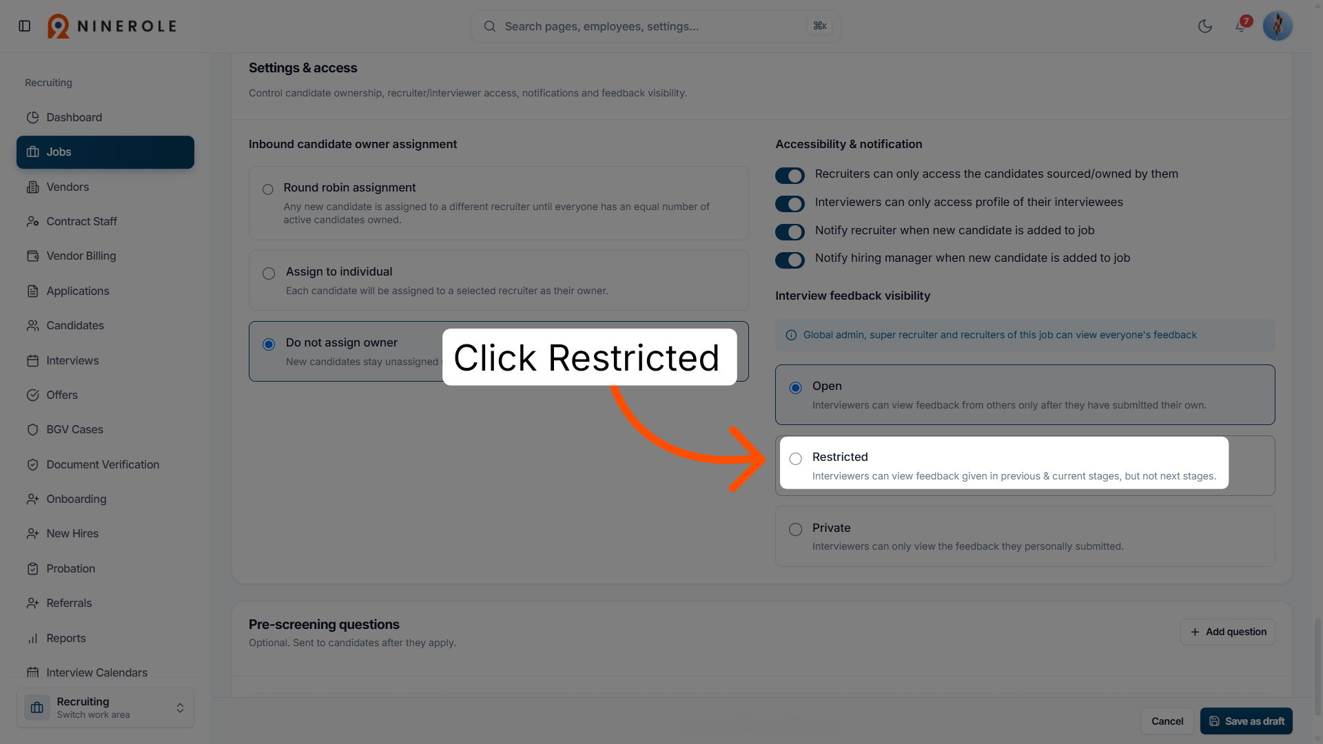 Select Restricted Feedback