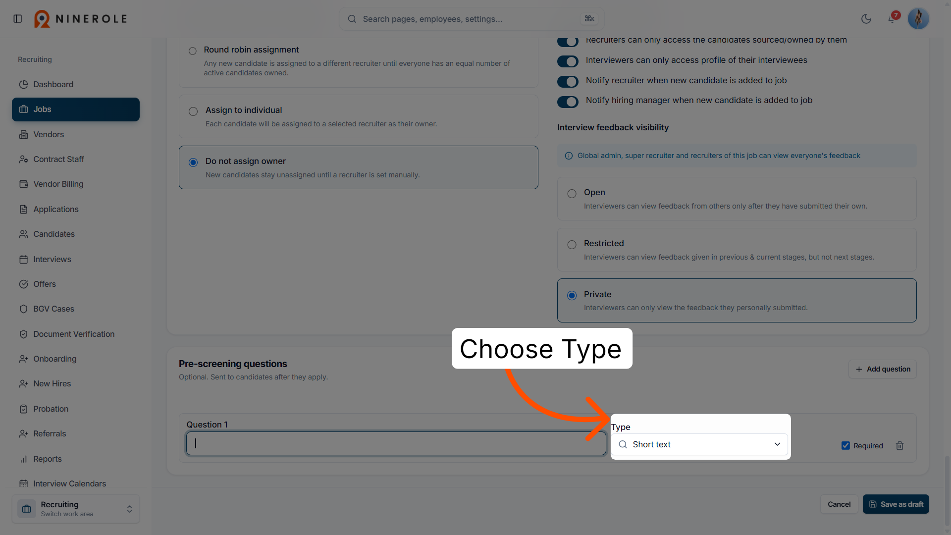 Choose the question type