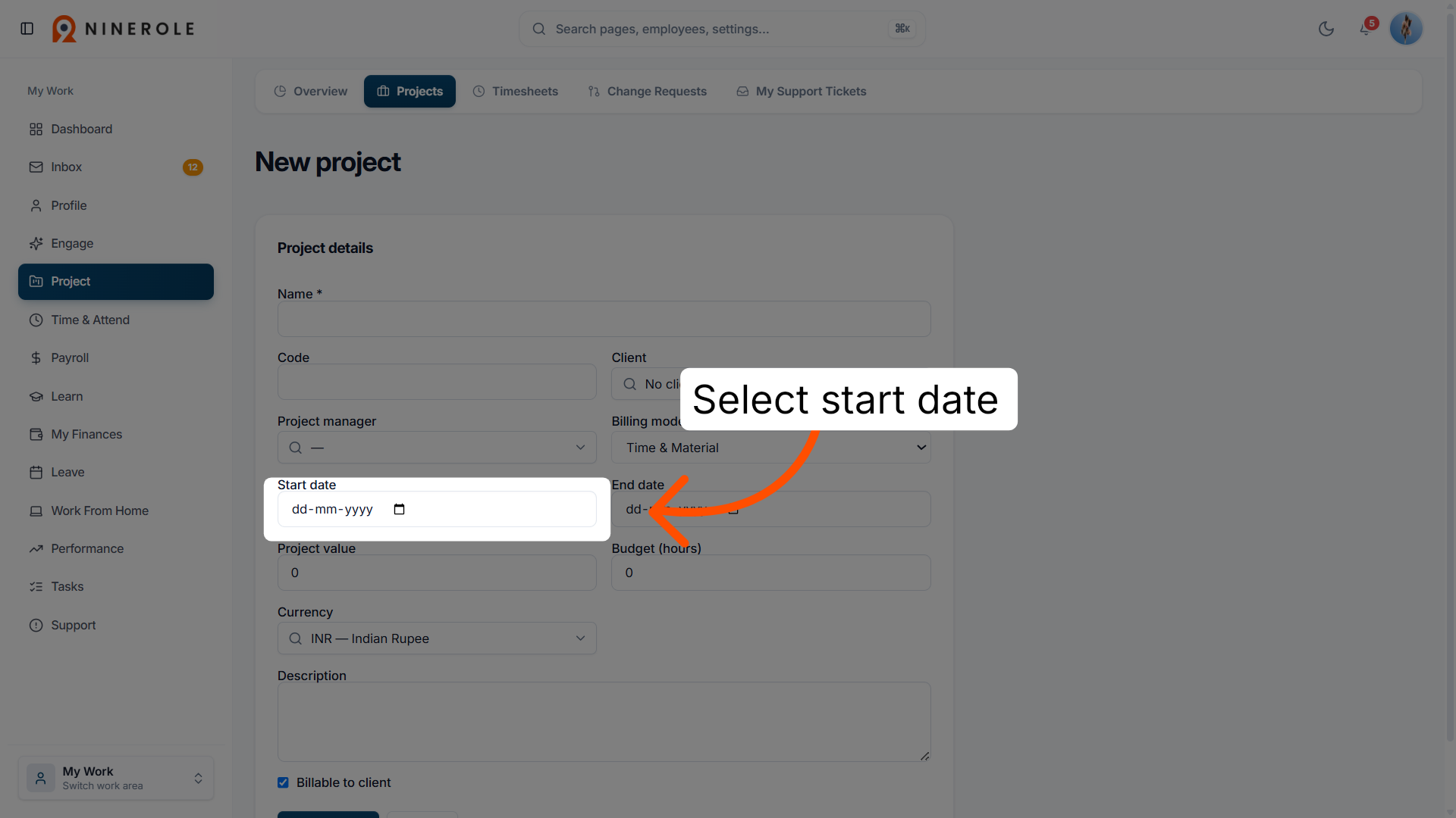 Set Project Start Date