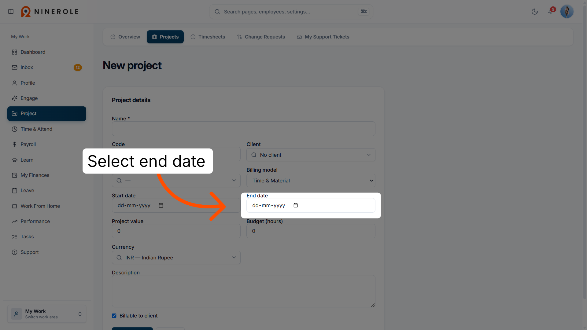 Set Project End Date