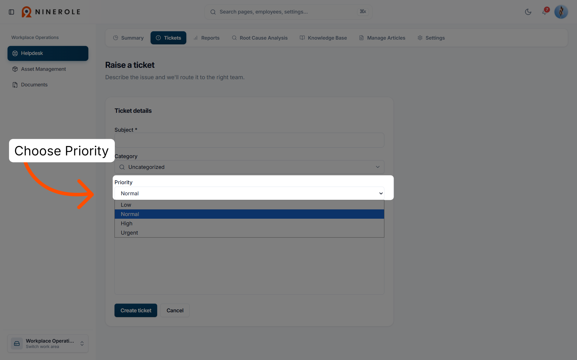 Set Ticket Priority Level