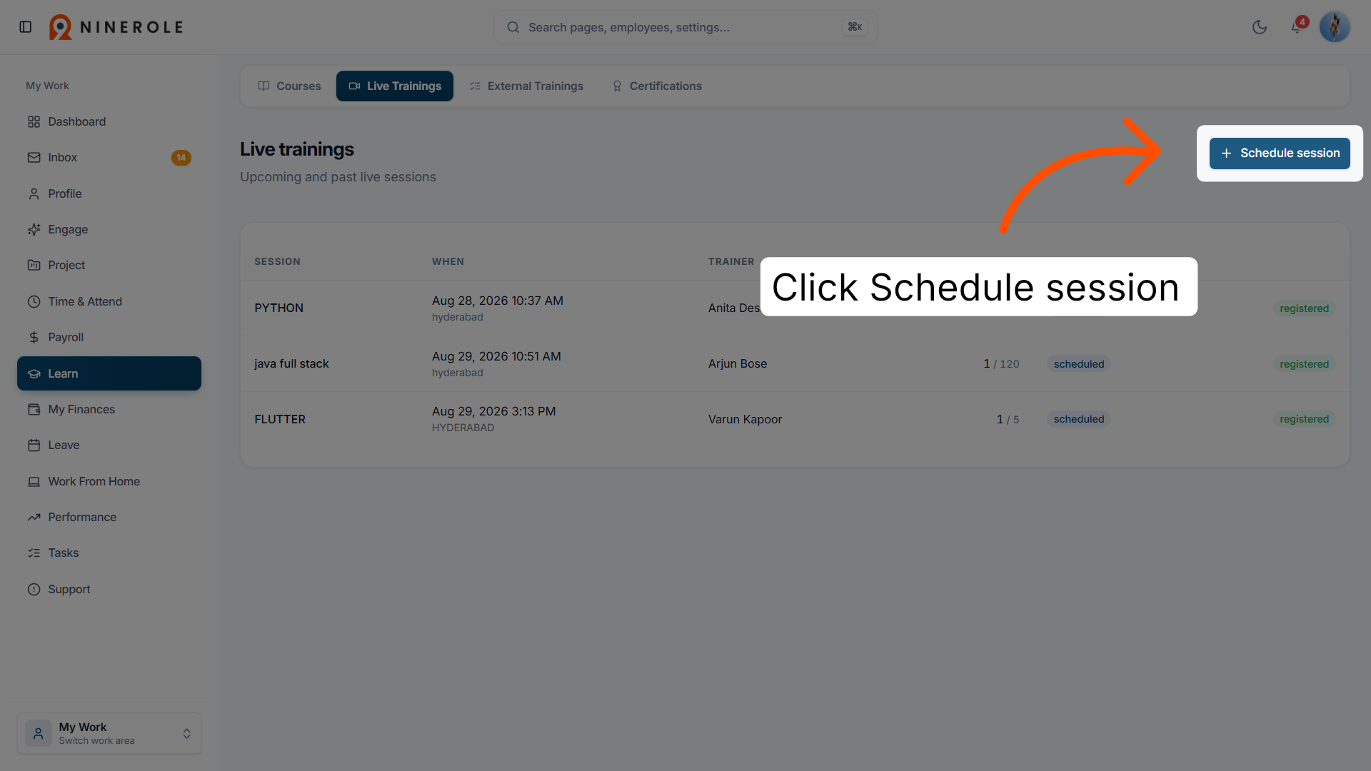 Initiate Session Scheduling