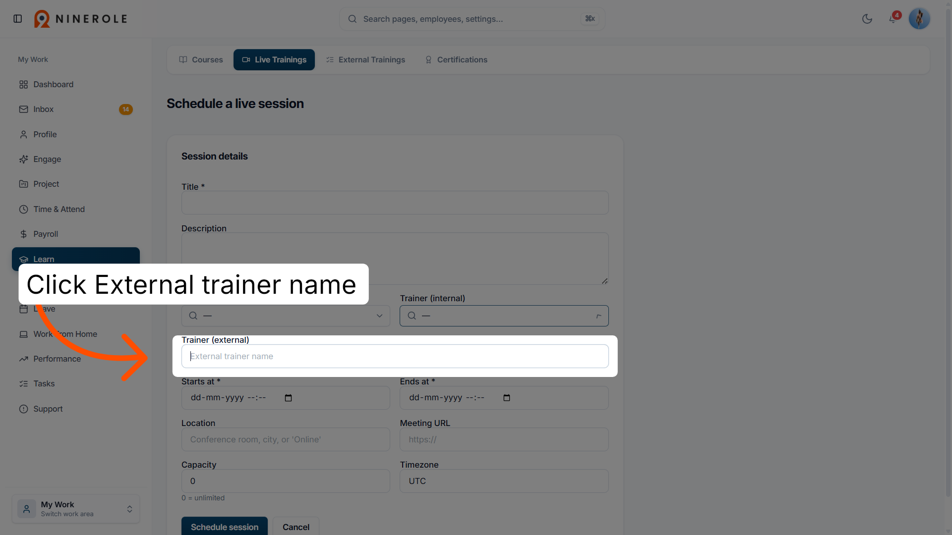 Select External Trainer