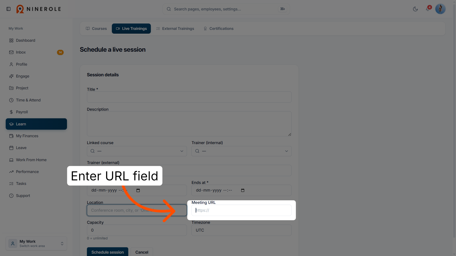 Enter Session URL