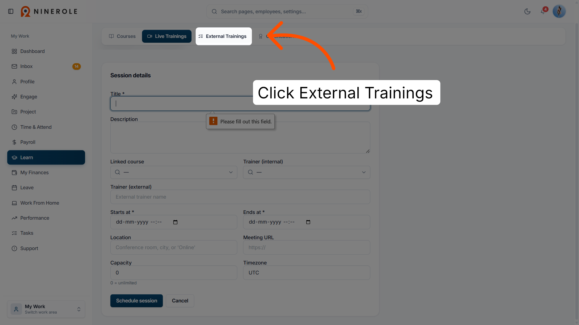 Access External Trainings