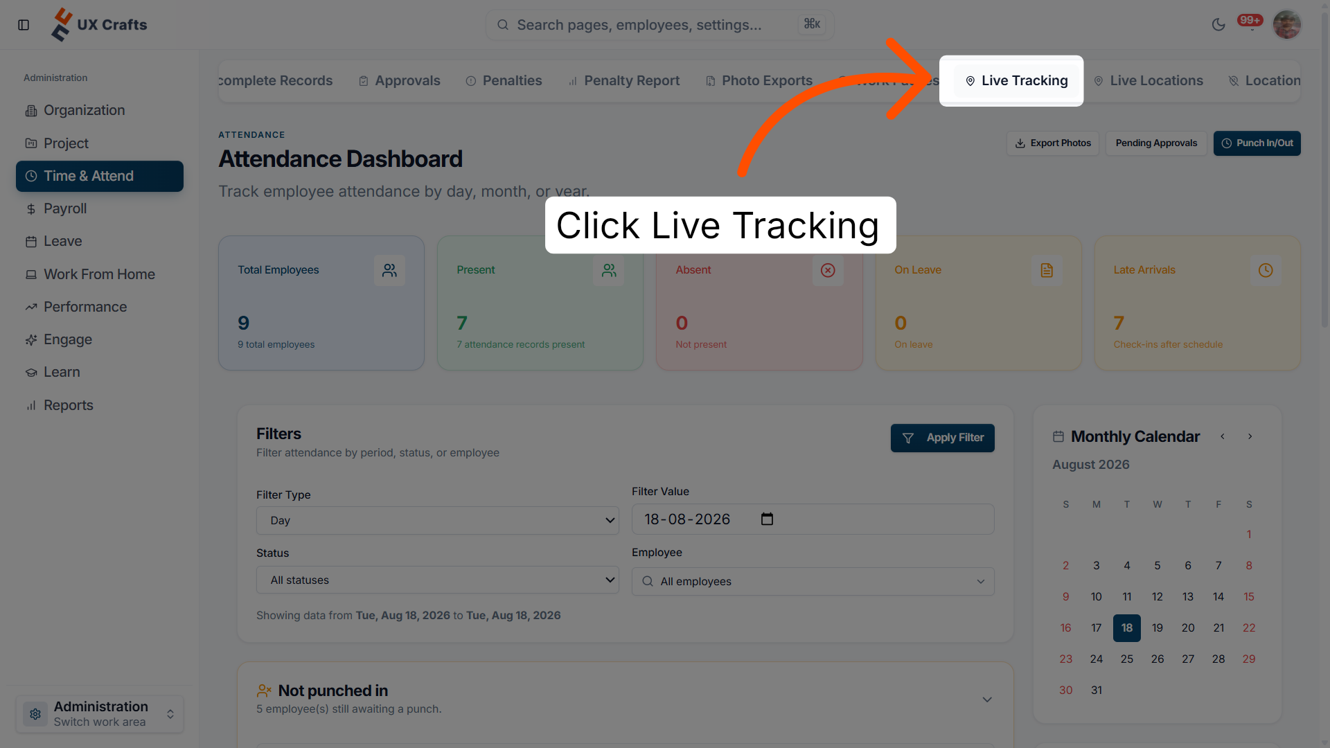 Access Live Tracking Feature