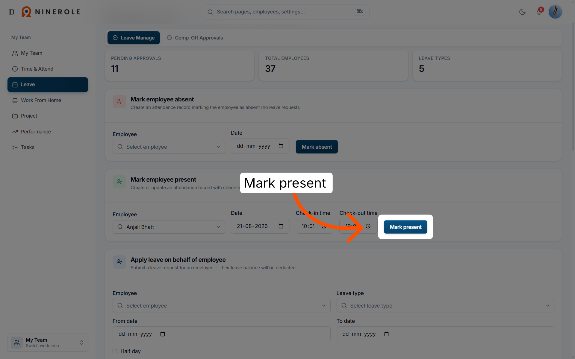 Mark Employee Present