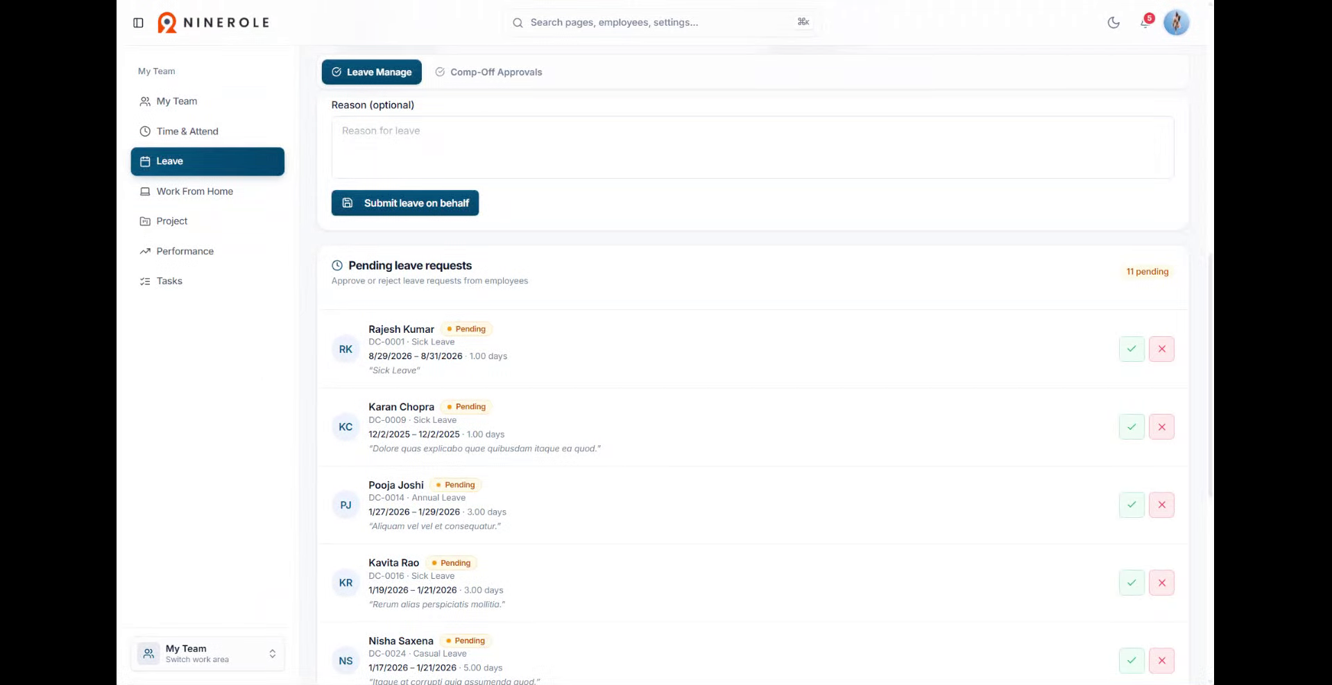 Approvals overview
