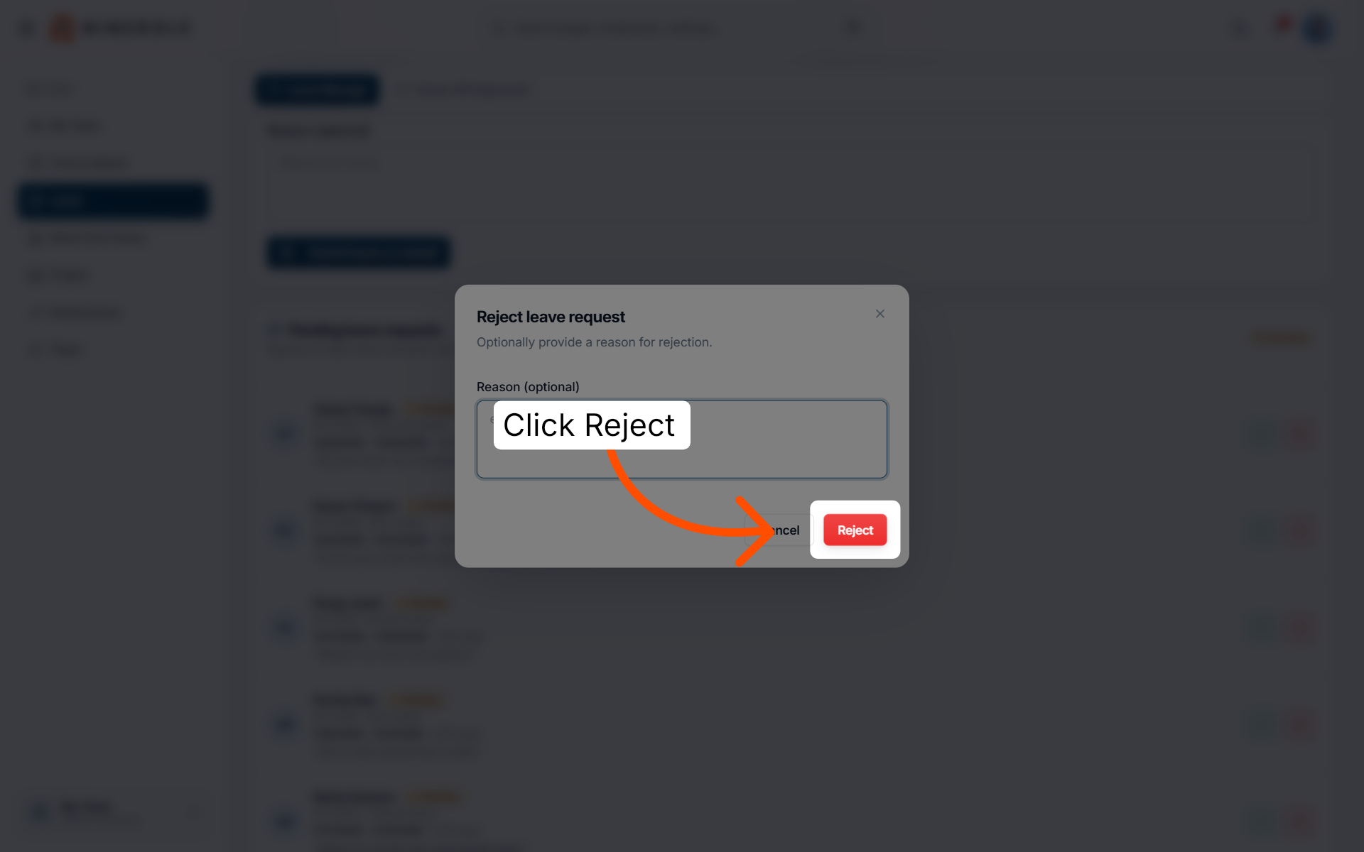 Reject Leave Request