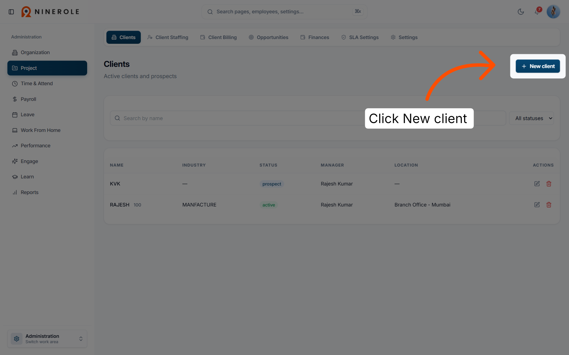 Initiate New Client Creation