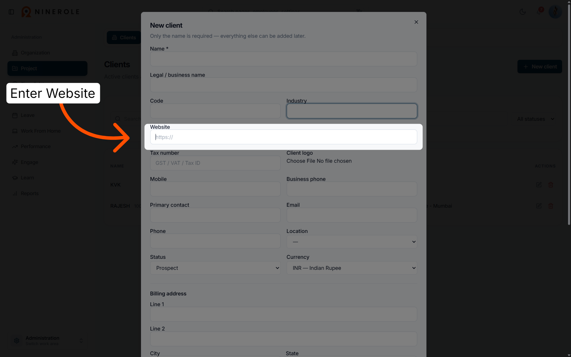 Add Client Website