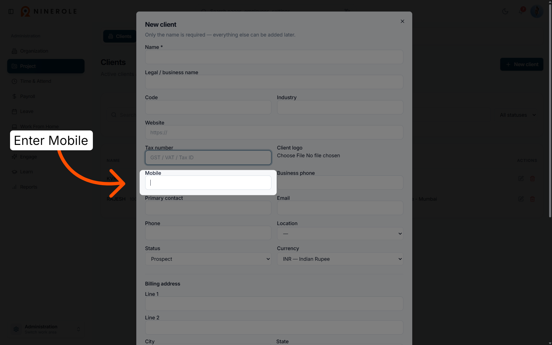 Provide Mobile Number