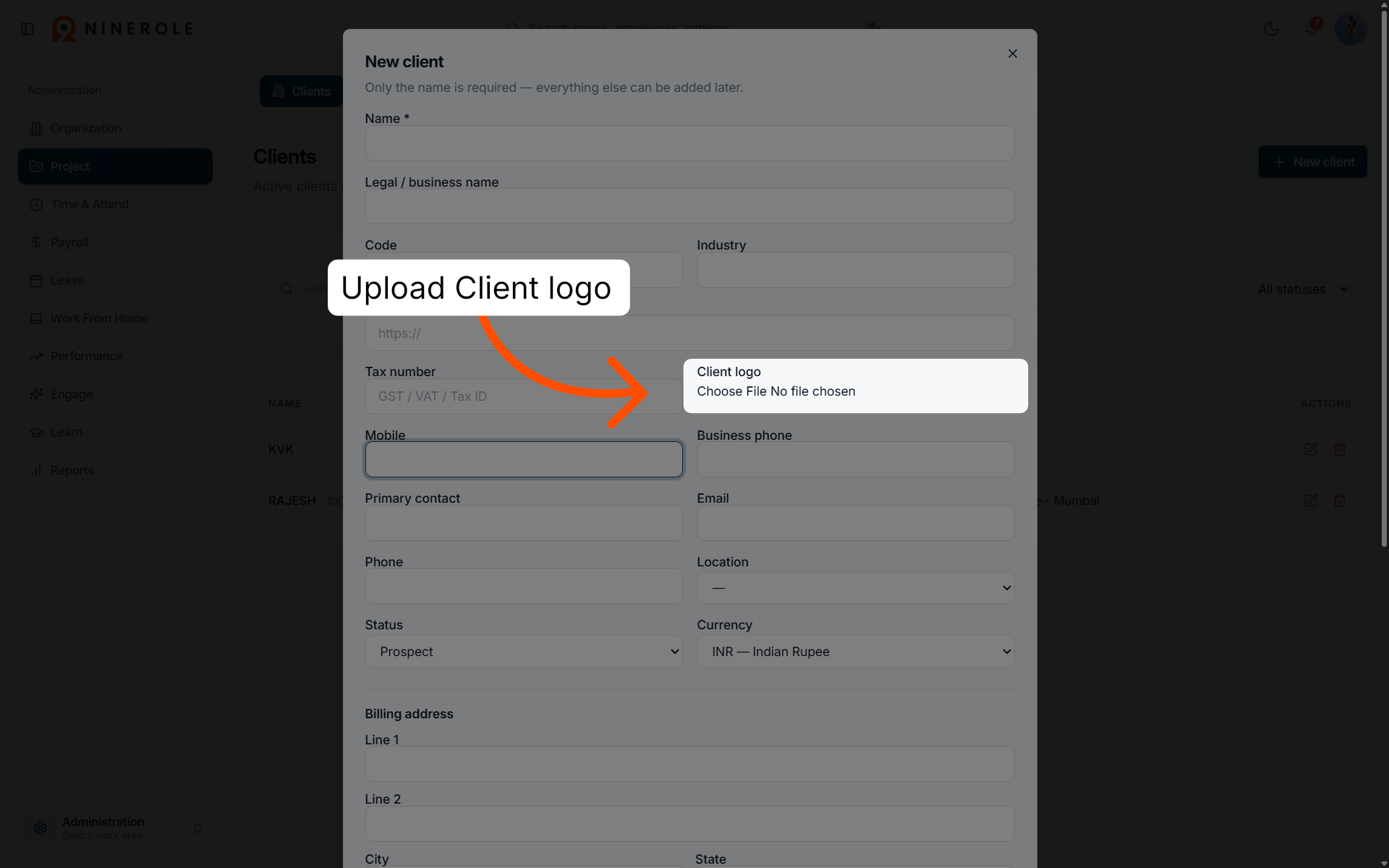 Upload Client Logo